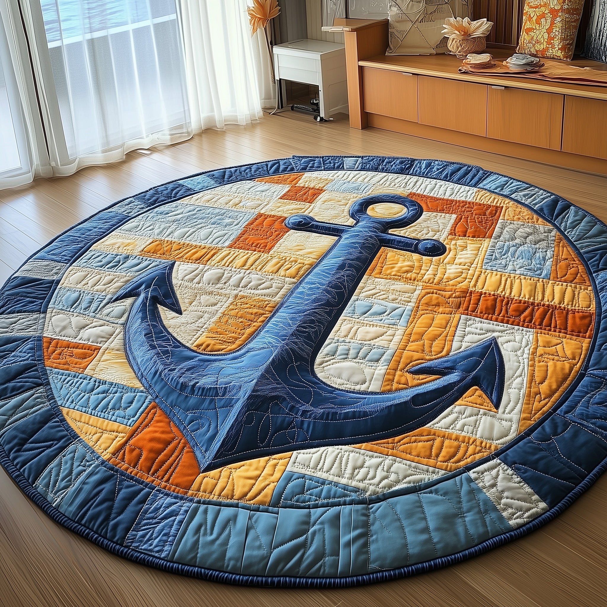 Nautical Anchor Quilted Round Mat Gftotp4762 Gift For Her