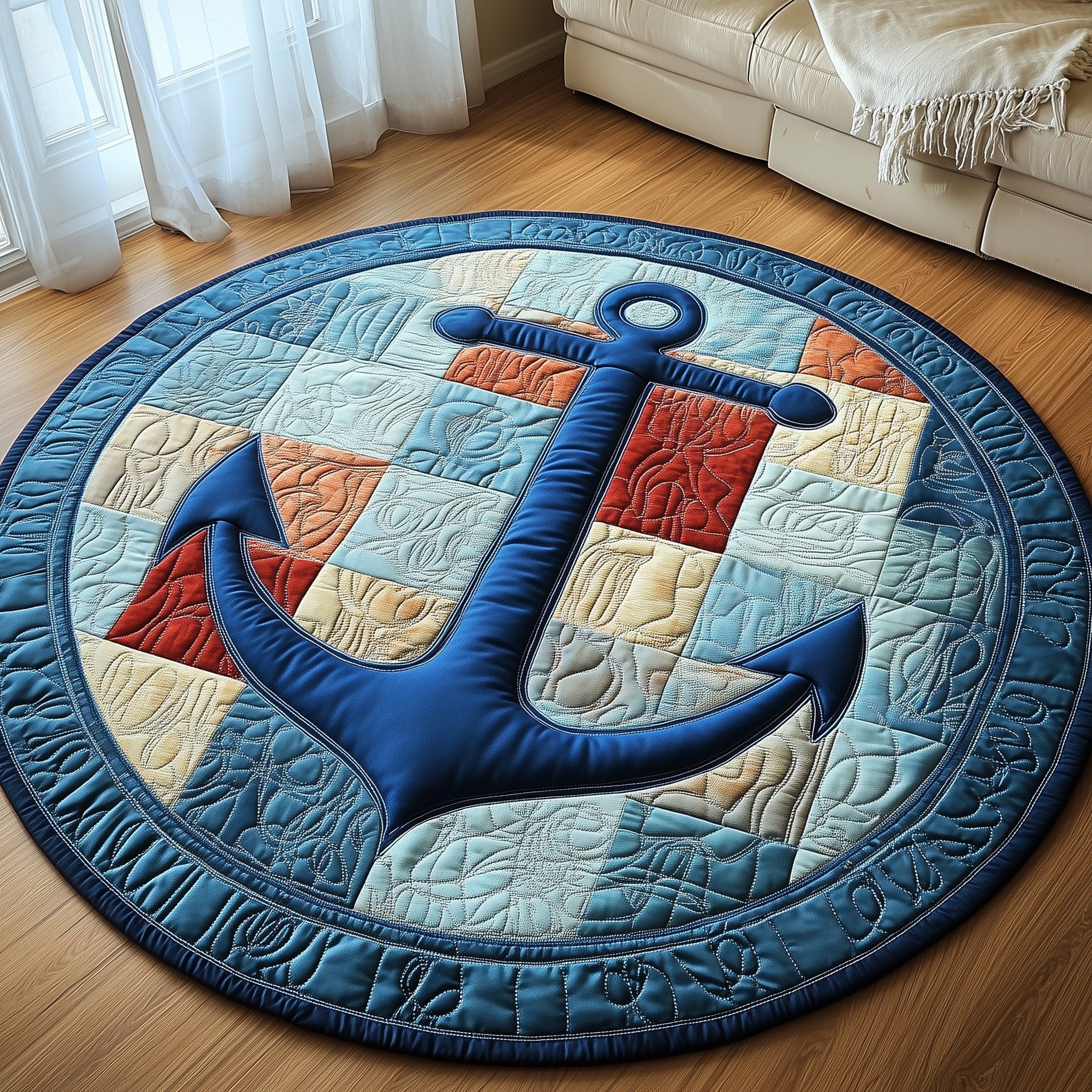 Nautical Anchor Quilted Round Mat Gftotp4765 Gift For Mom