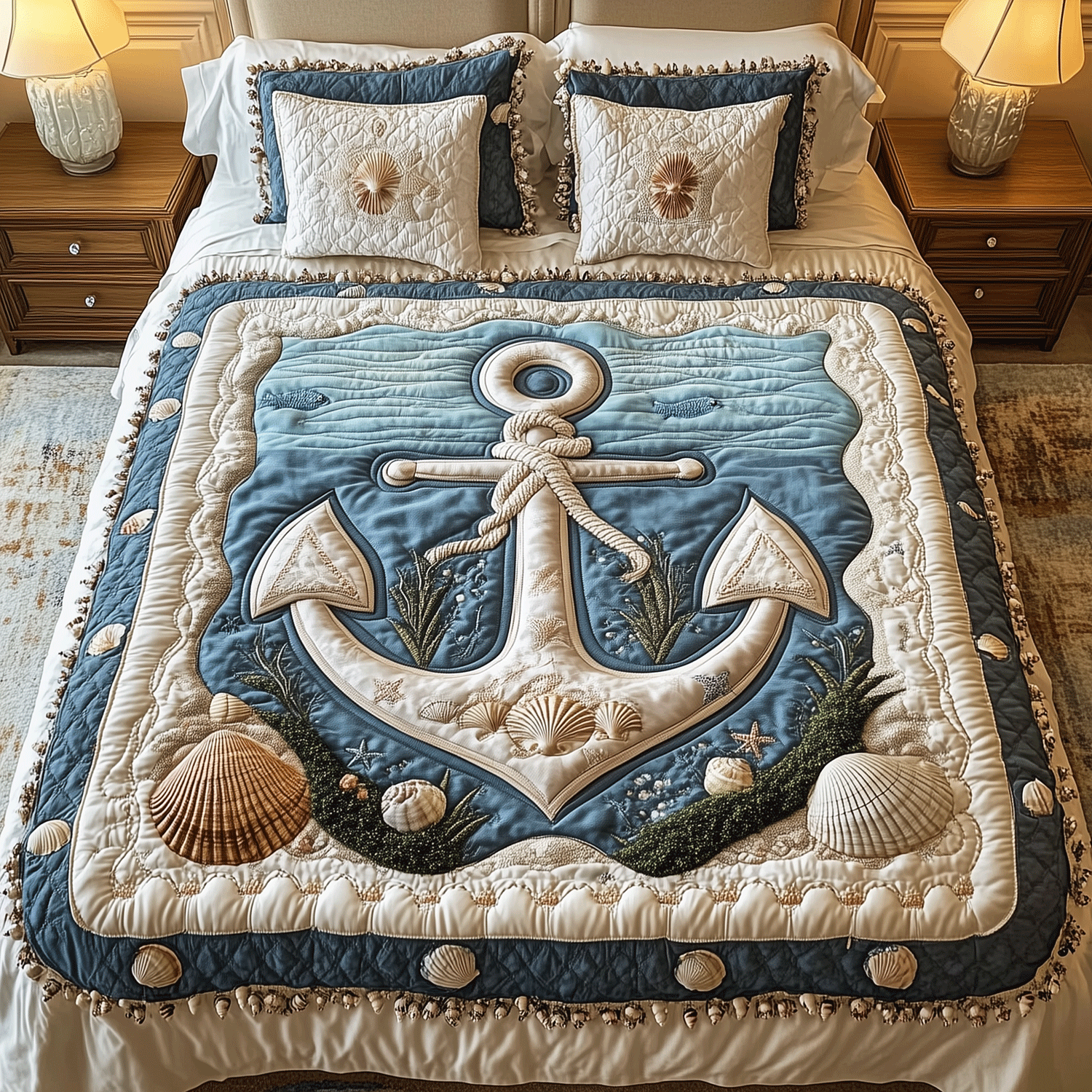 Nautical Bliss Quilted Bedding Set Comfy Bedding Set That Adds Style and Warmth