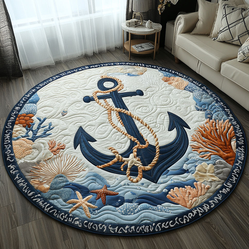 Nautical Bliss Quilted Round Mat Christmas Entryway Decor Ocean Beach Themed Presents
