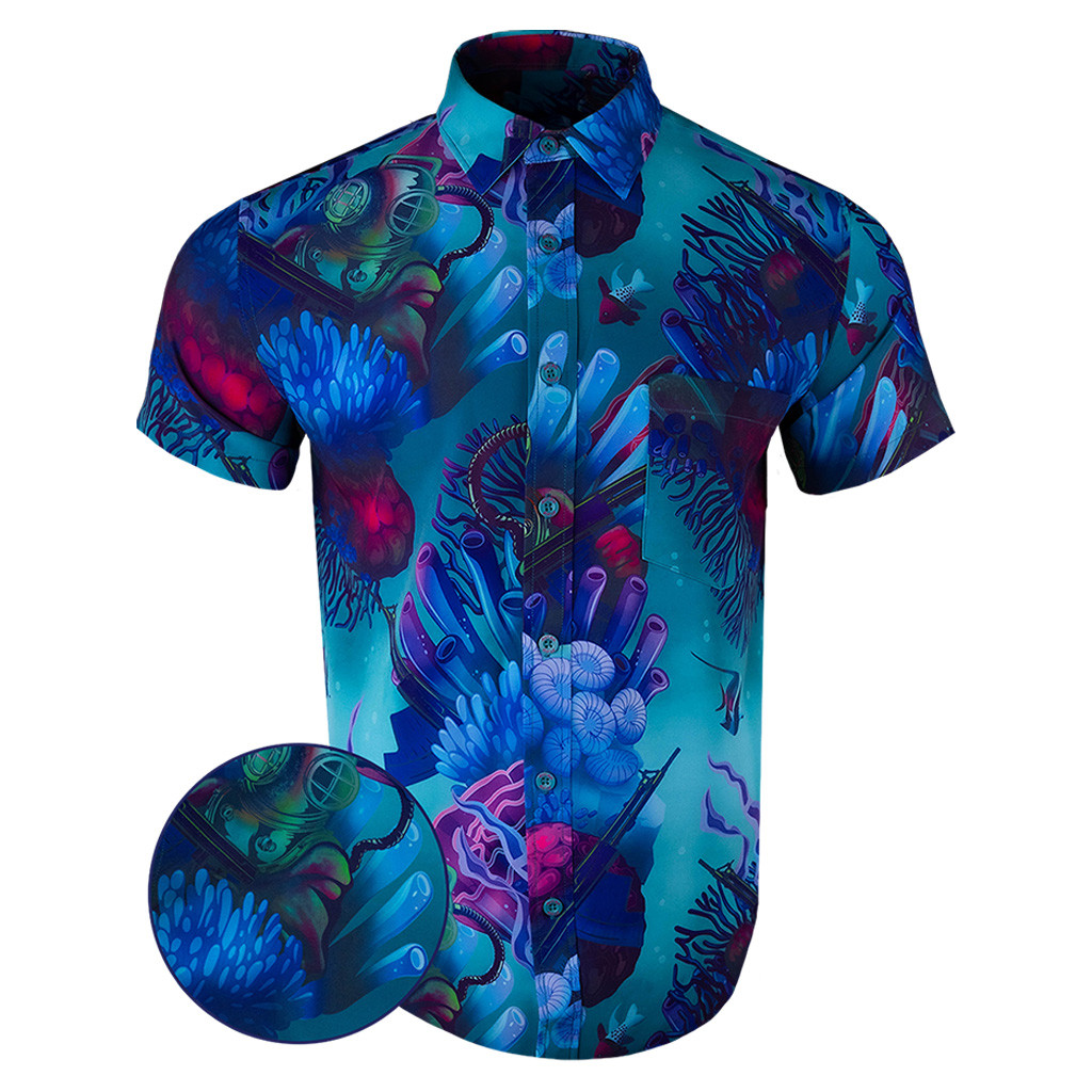 Nautical Button Down Shirt Tactical Shirt Hawaii Style Birthday Present For Husband