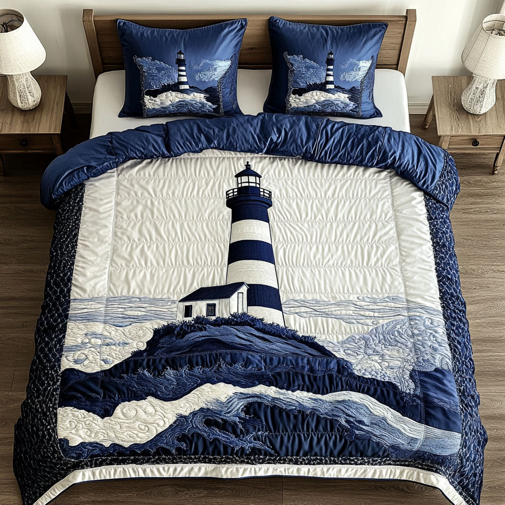 Nautical Elegance Quilted Bedding Set Perfect Housewarming Gift for a Cozy Bedroom