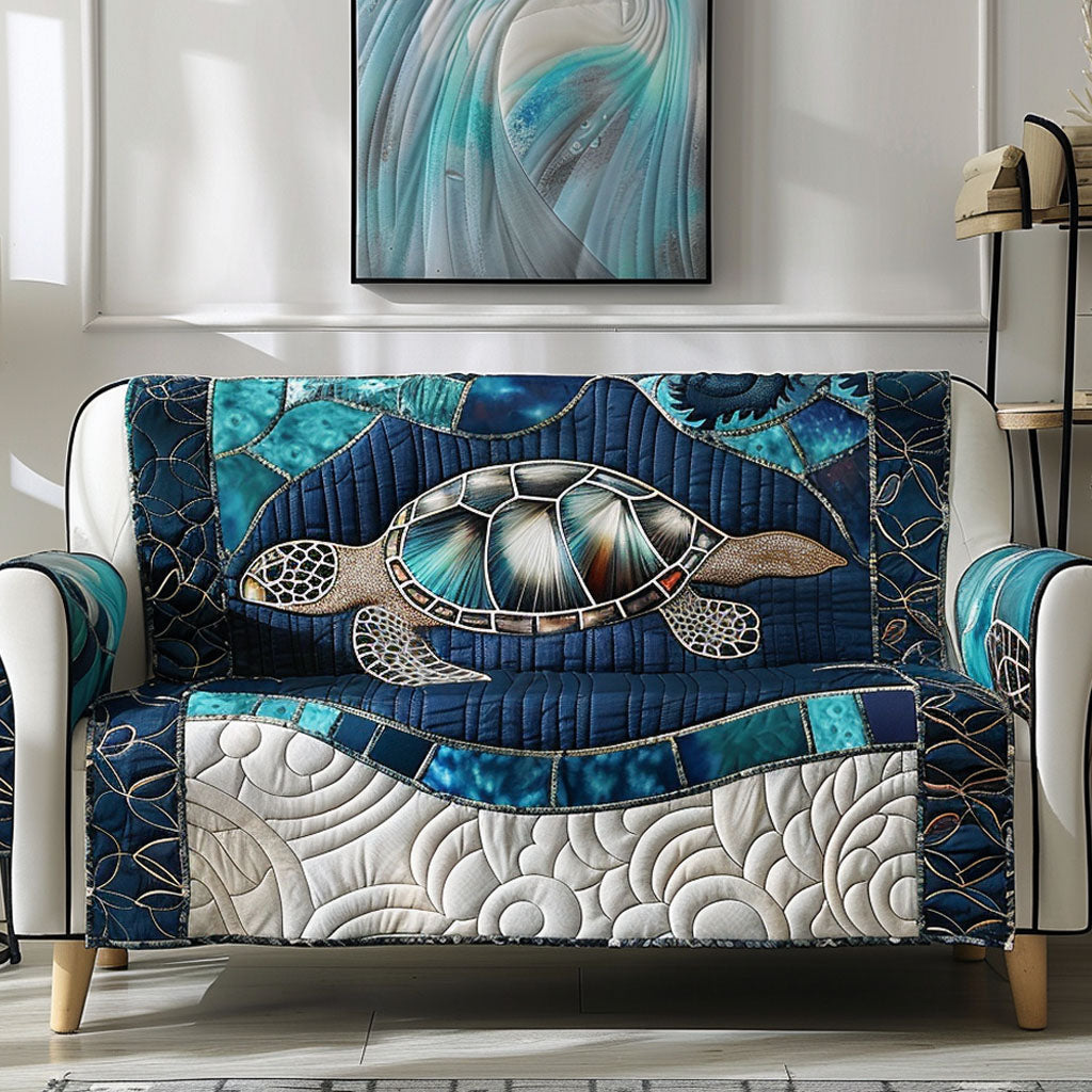 Nautical Grace Quilted Sofa Cover Holiday Couch Covers Gifts For Sea Turtle Lovers
