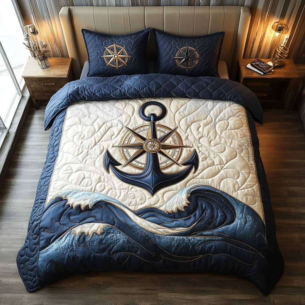 Nautical Guide Quilted Bedding Set Cozy Bedroom Decor Autumn Presents