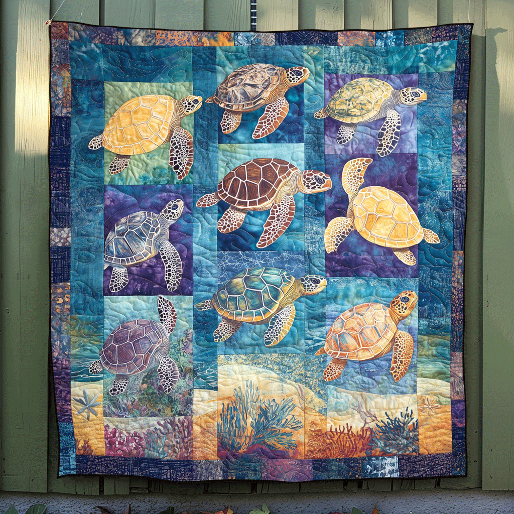 Nautical Haven Quilted Blanket Presents For Turtle Lovers
