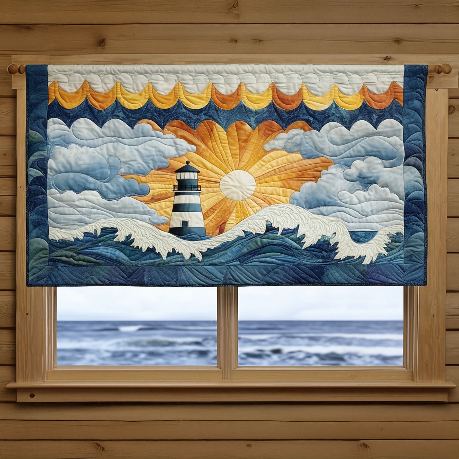 Nautical Horizon Quilted Valance House Decor Items Gifts For Marine Life Lovers