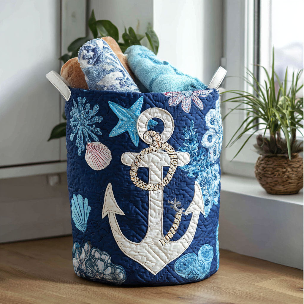 Nautical Knots Quilted Laundry Basket Creative Gift For Family