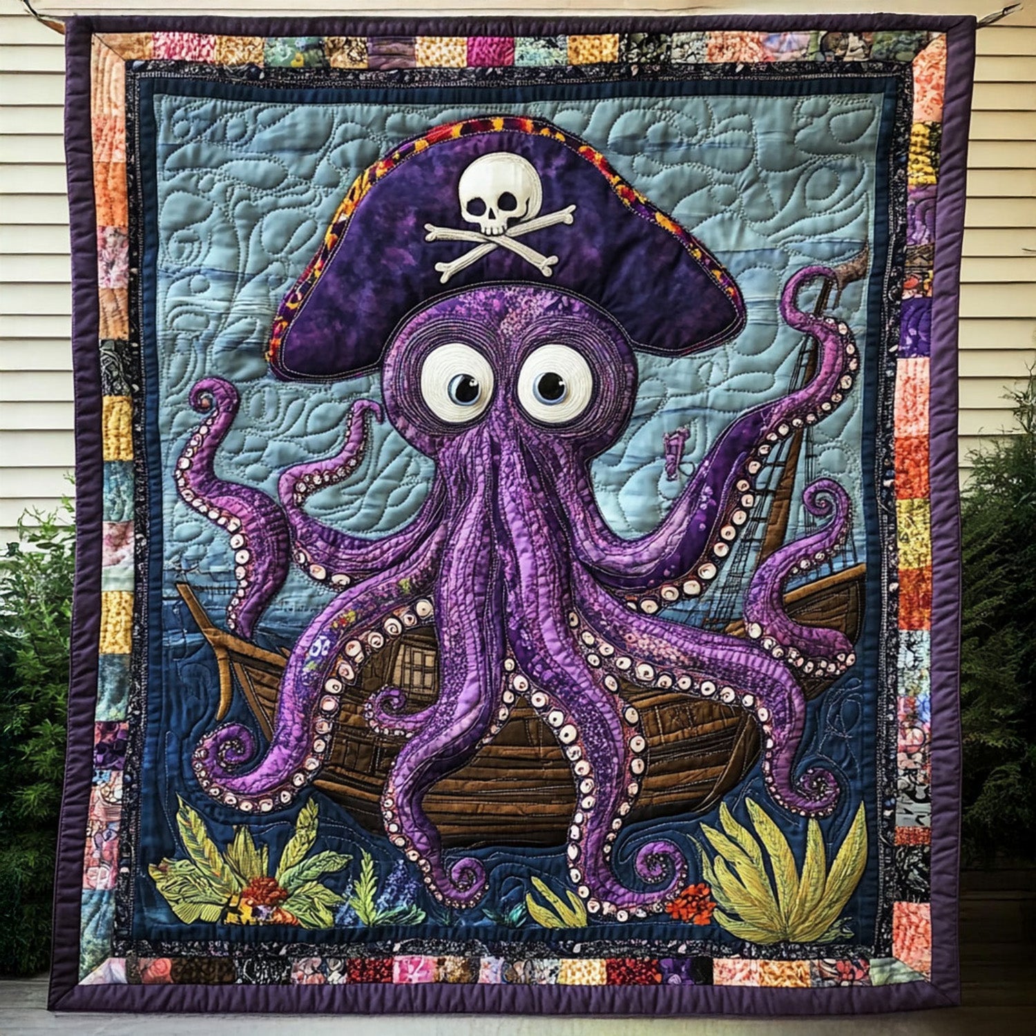 Nautical Legend Quilted Blanket Bedroom Xmas Decor Unique Octopus Gifts