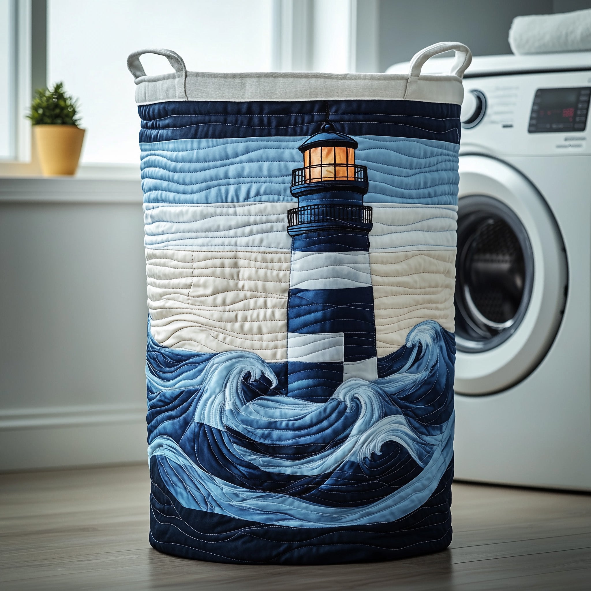 Nautical Lighthouse Quilted Laundry Basket Gift Idea For Busy Families