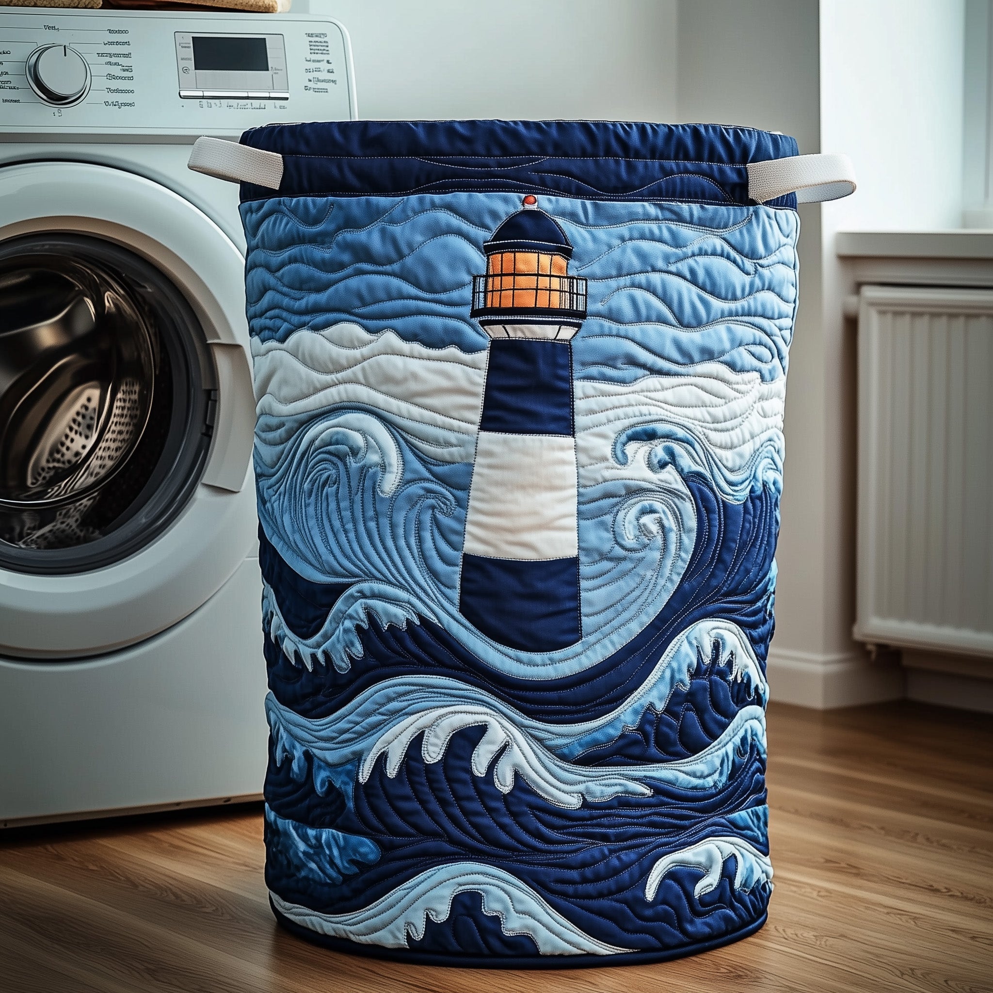 Nautical Lighthouse Quilted Laundry Basket Merch For Cozy Nights