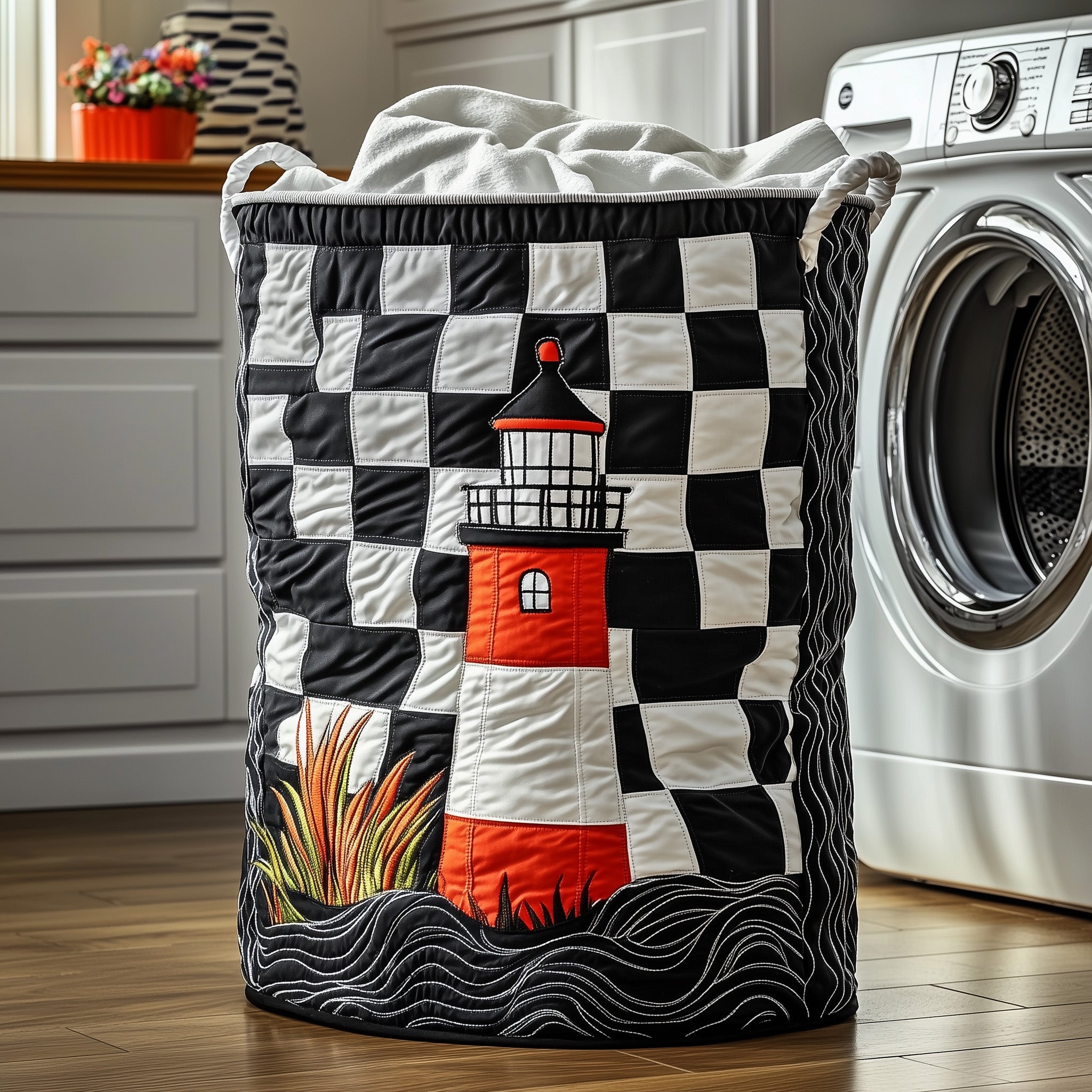 Nautical Lighthouse Quilted Laundry Basket Spring Merch Pick