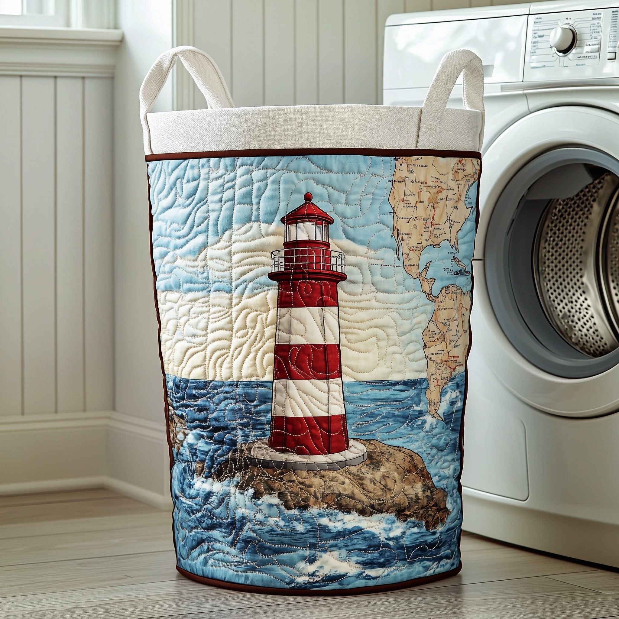 Nautical Lighthouse Quilted Laundry Basket Top Choice For Housewarming