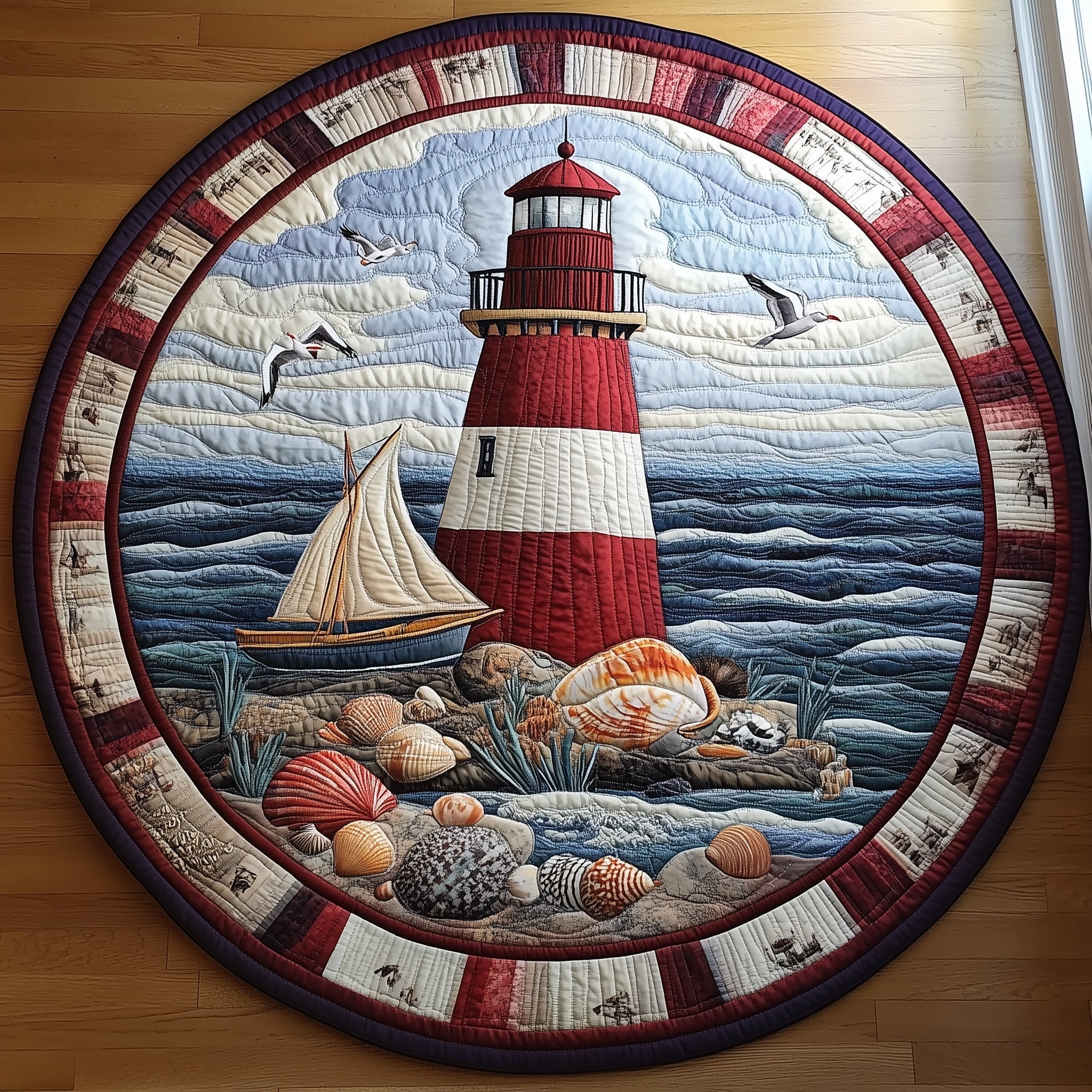 Nautical Lighthouse Quilted Round Mat Gftonl3768 Gift For Dad