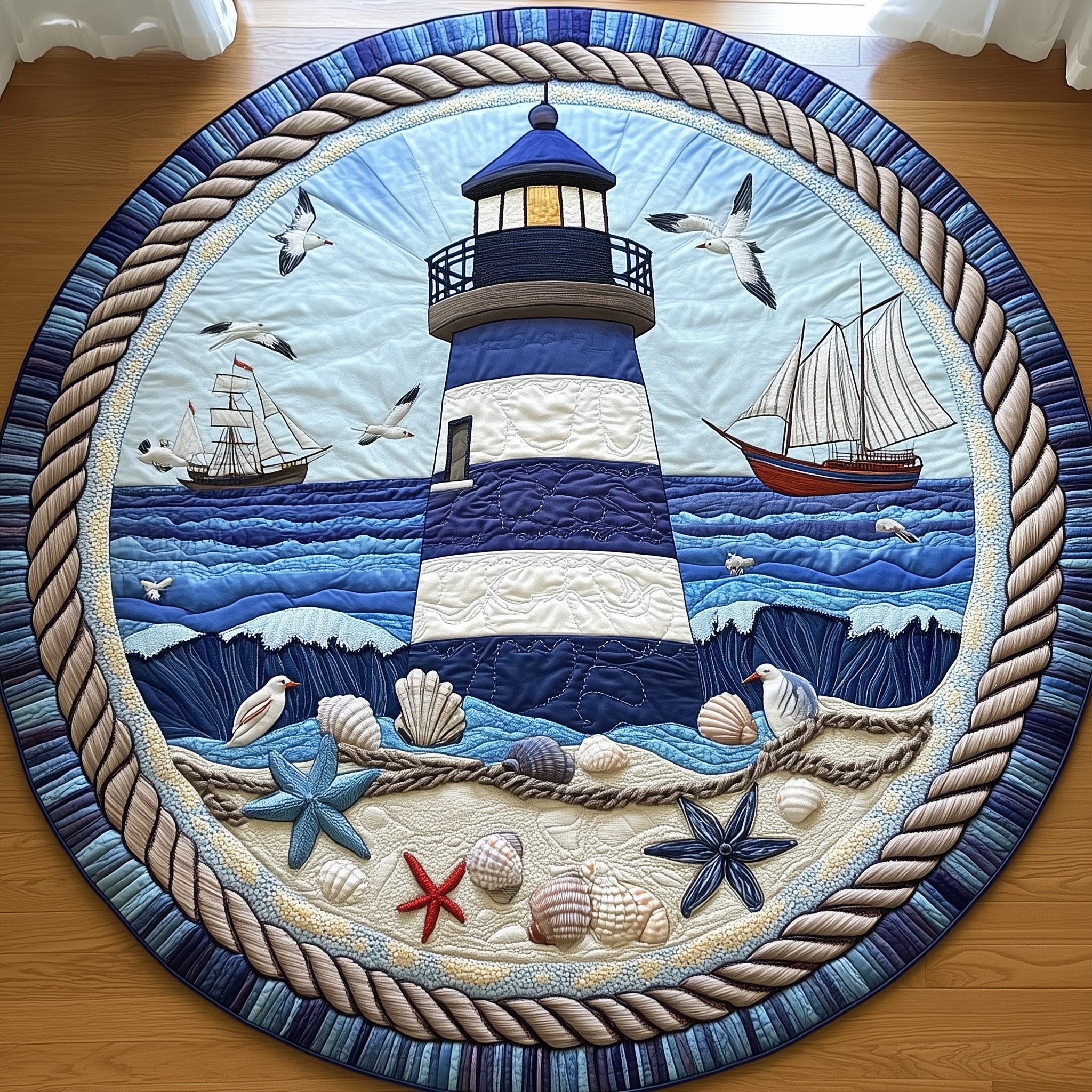 Nautical Lighthouse Quilted Round Mat Gftonl3773 Gift For Mom