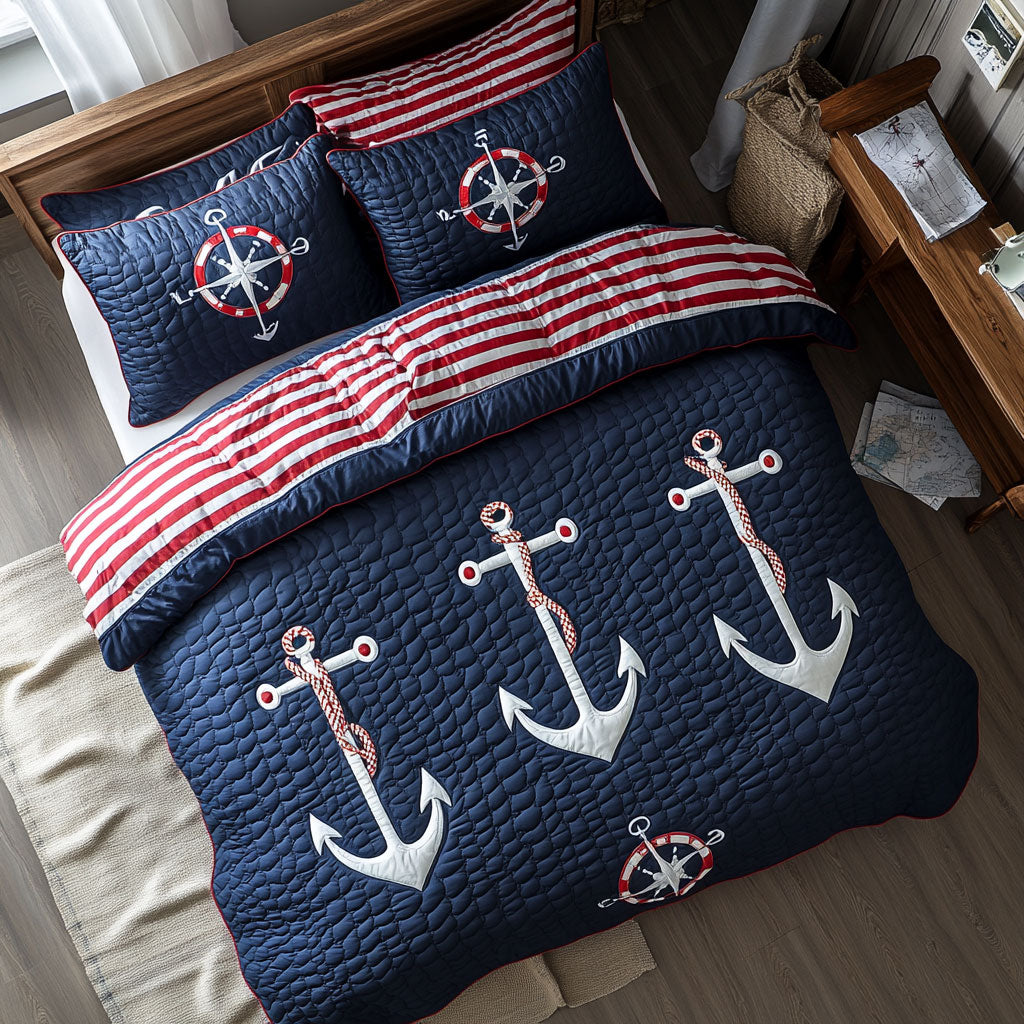Nautical Love Quilted Bedding Set Duvet Cover Bedspread  Bedroom Decor For Parents
