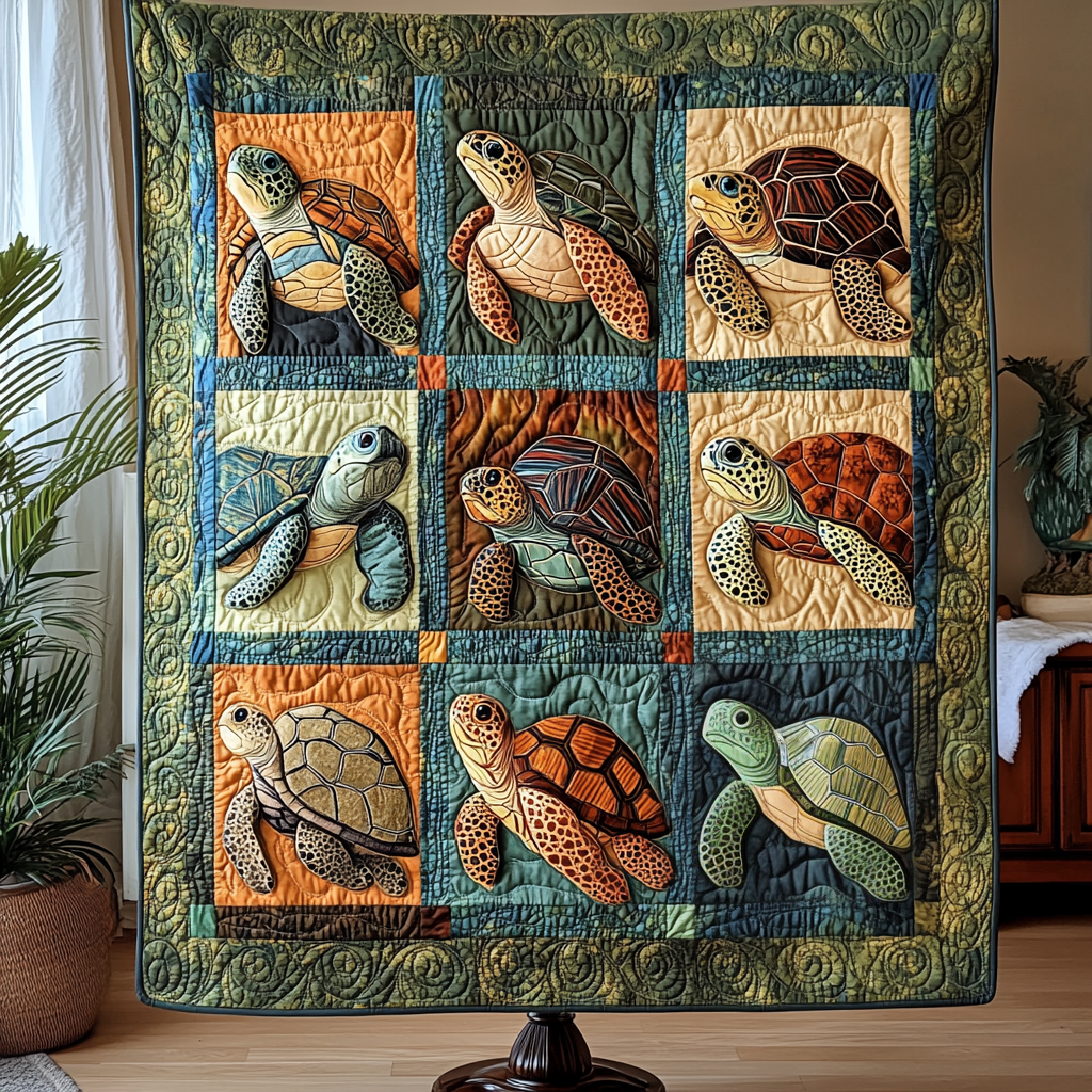 Nautical Nest Quilted Blanket Best Couch Throw Blanket Gifts For A Turtle Lover
