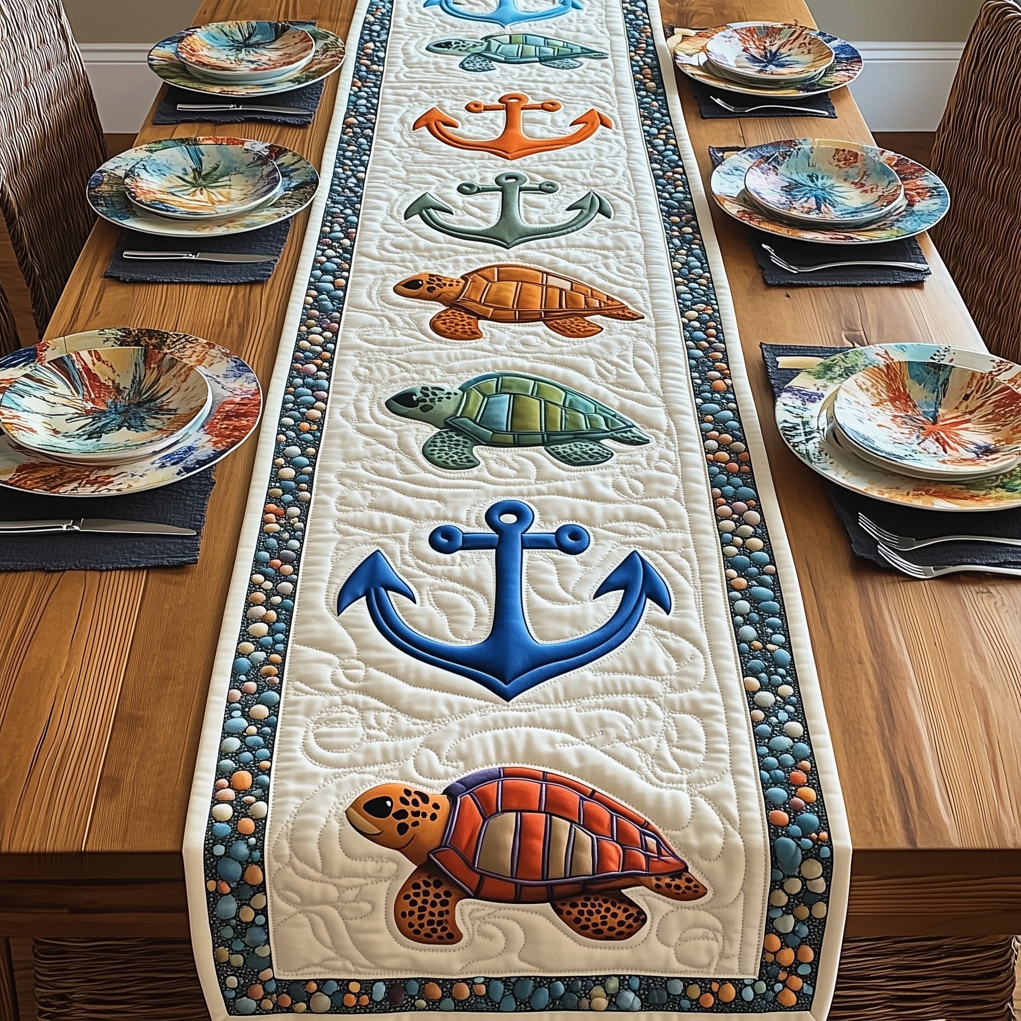 Nautical Nest Quilted Table Runner Christmas Theme Table Runner