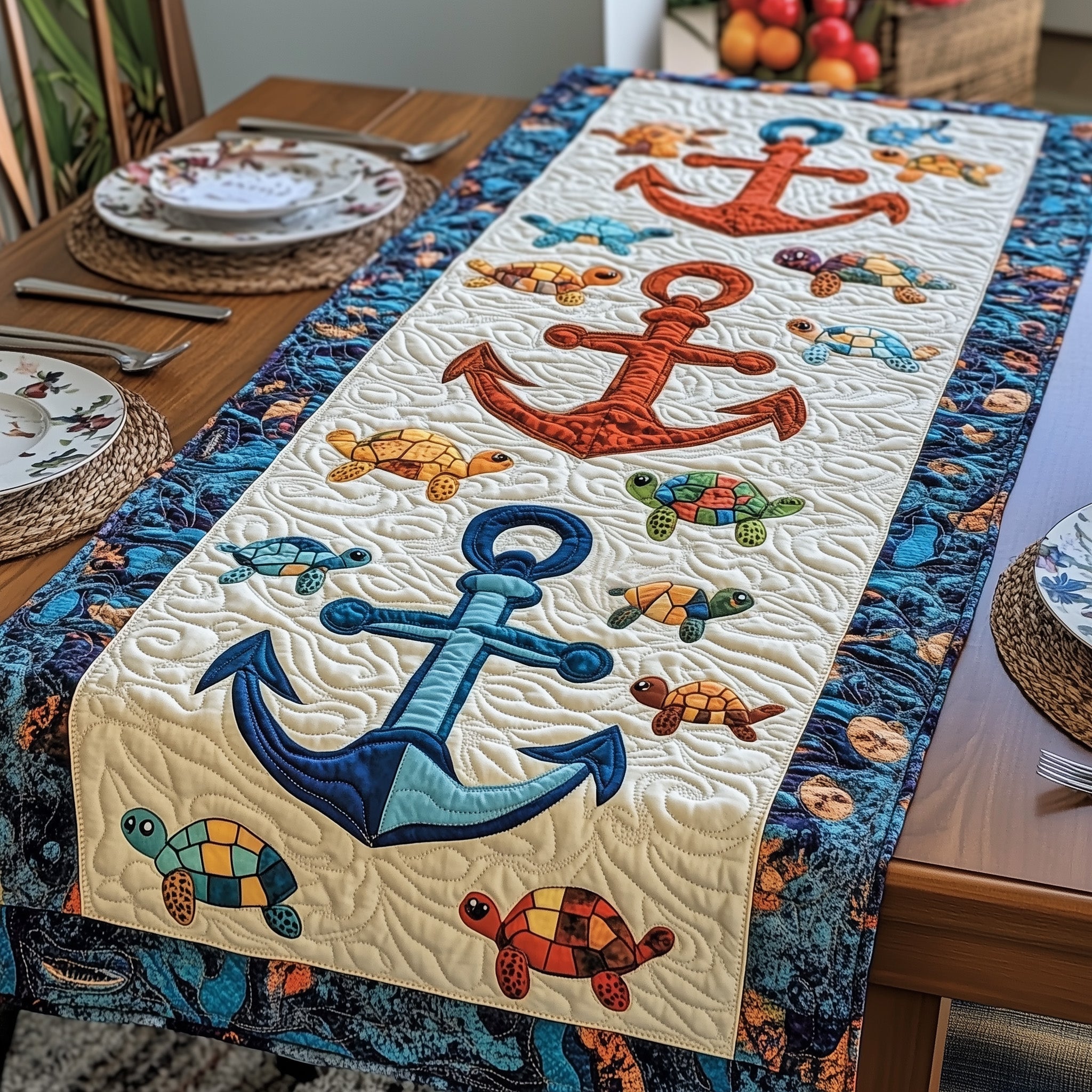 Nautical Nest Quilted Table Runner Cozy Christmas Table Runner