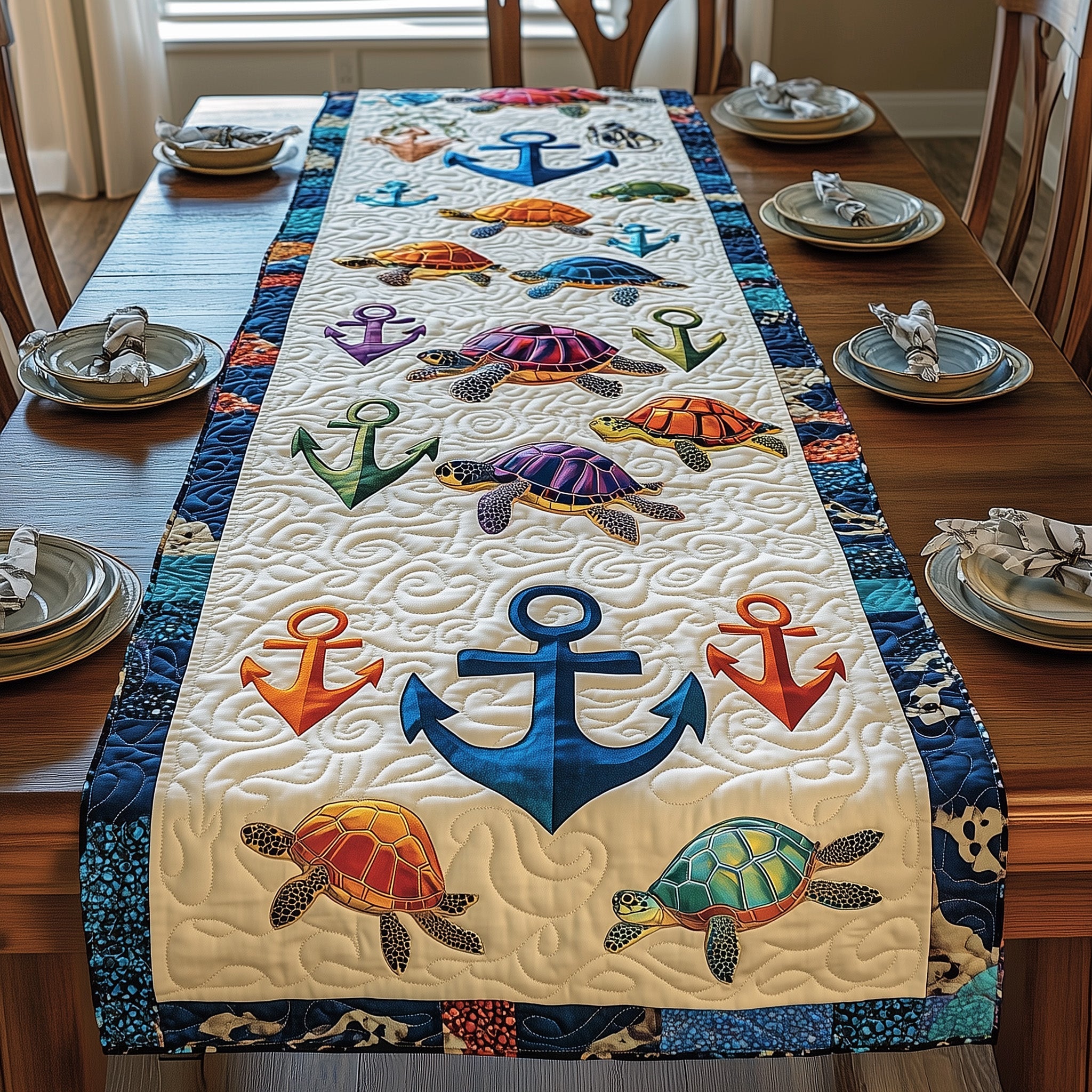 Nautical Nest Quilted Table Runner Festive Table Runner for Dining Table