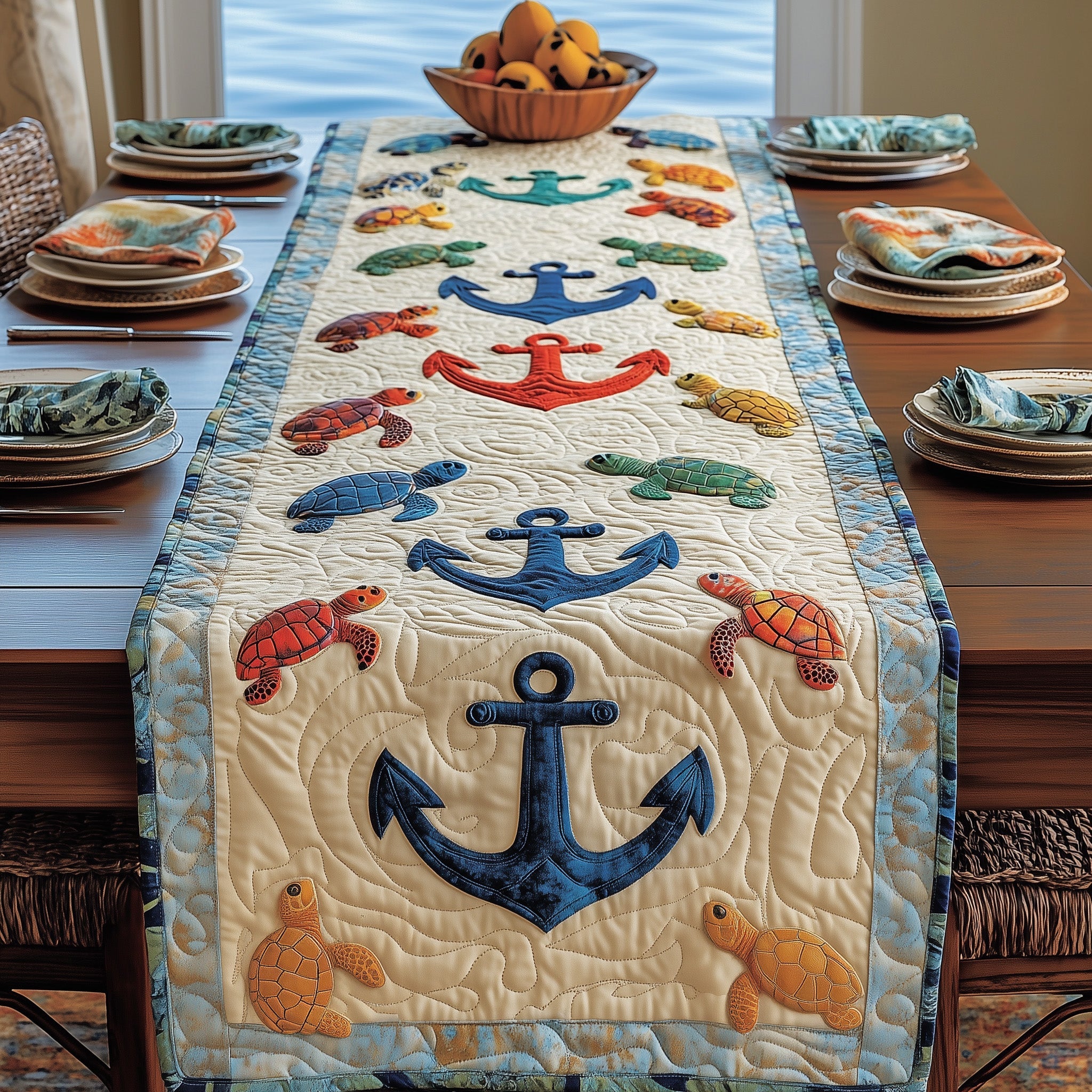 Nautical Nest Quilted Table Runner Holiday Season Table Runner
