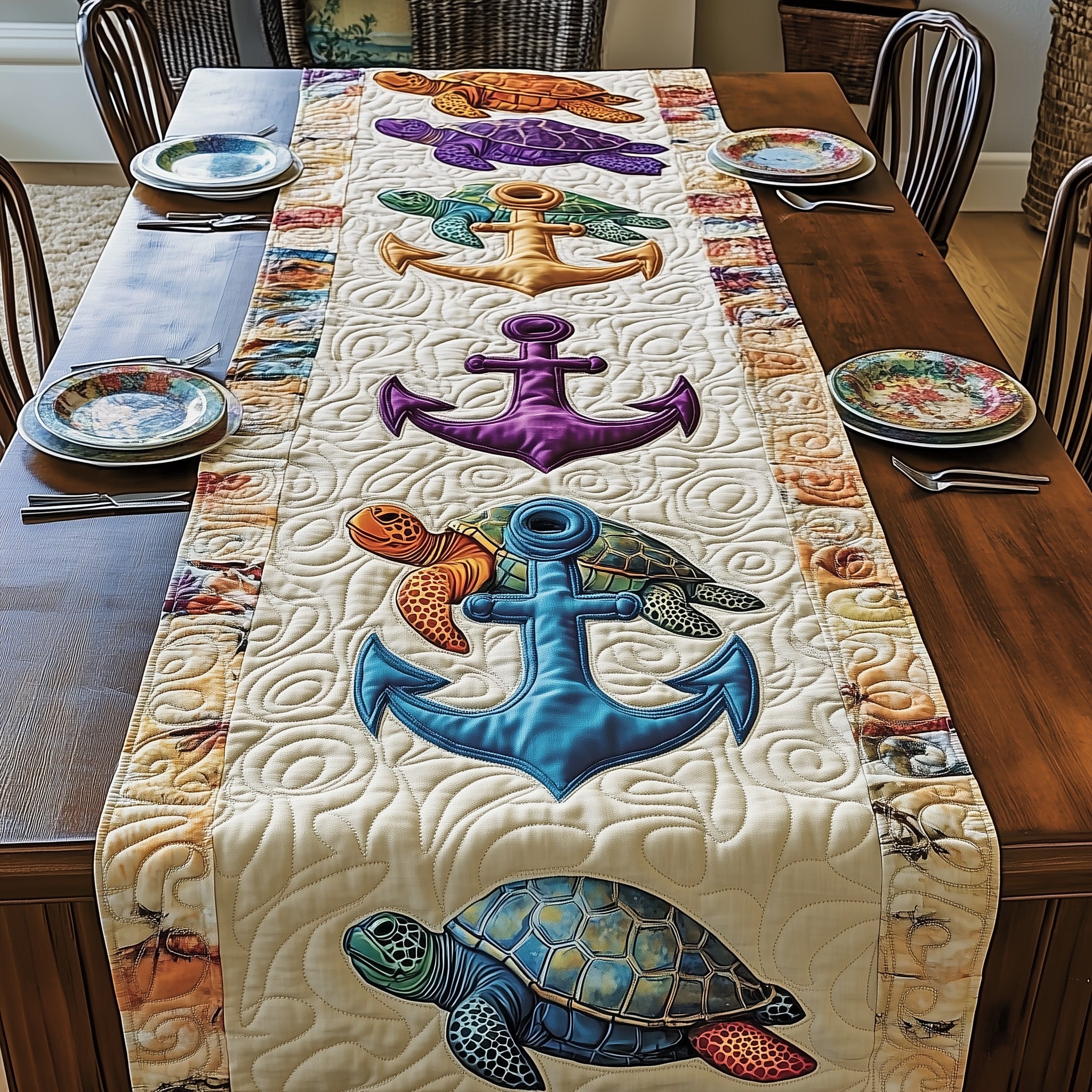Nautical Nest Quilted Table Runner Holiday Table Runner Decoration