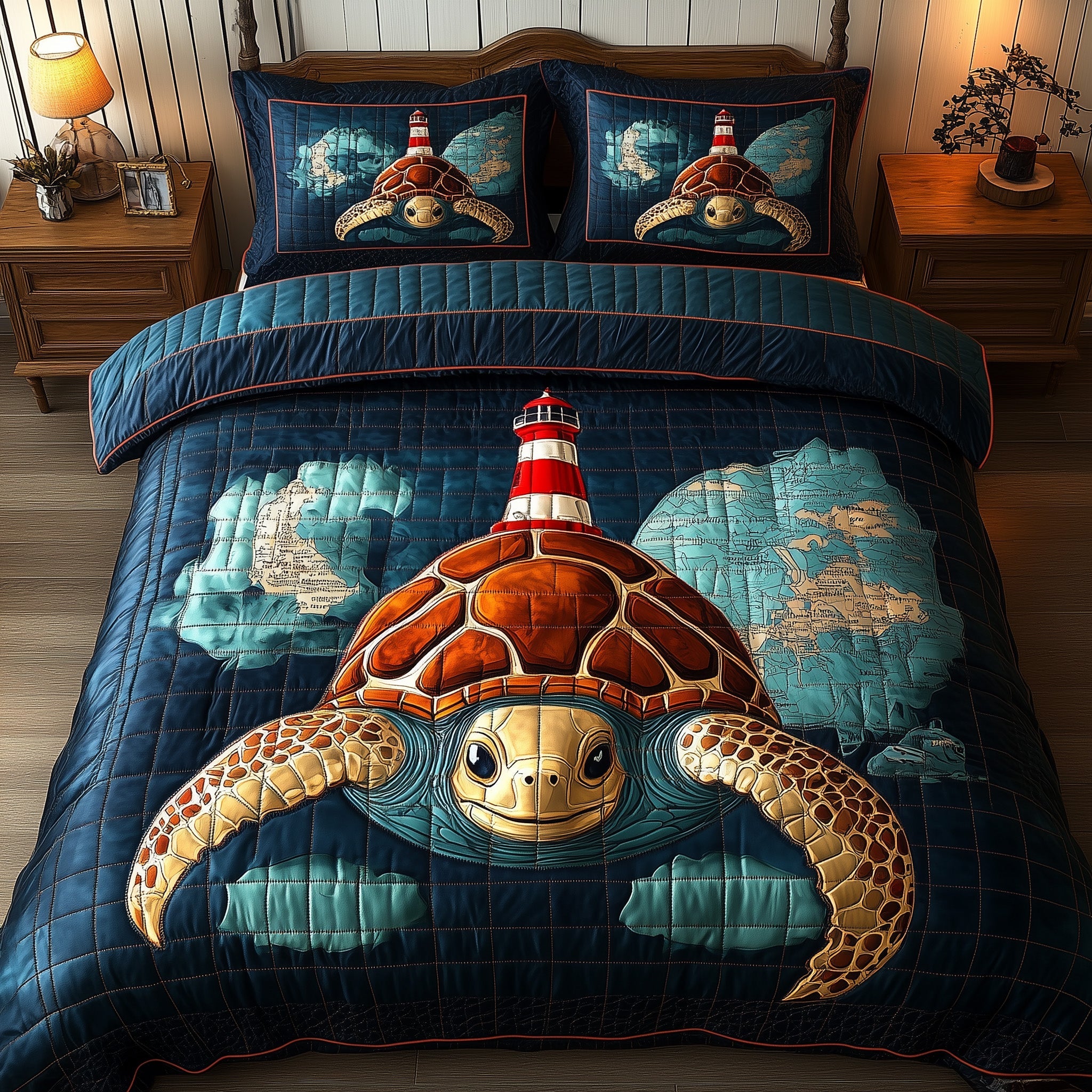 Nautical Nesting Quilted Bedding Set Duvet Cover Bed Sheet Great Lighthouse Gifts