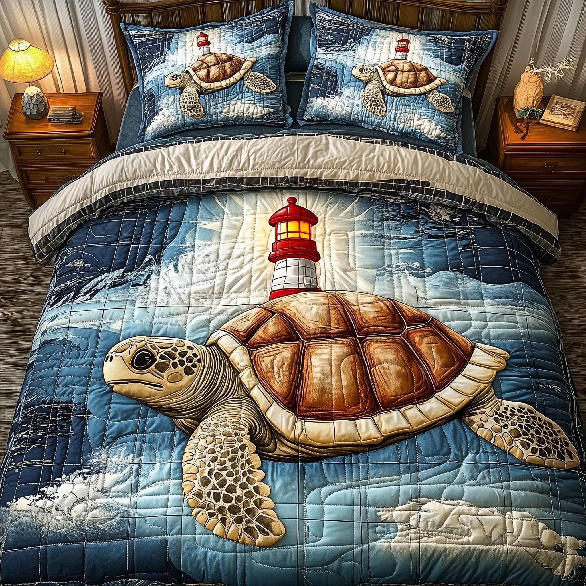 Nautical Nesting Quilted Bedding Set Duvet Cover Bed Sheet Lighthouse Gift Shop