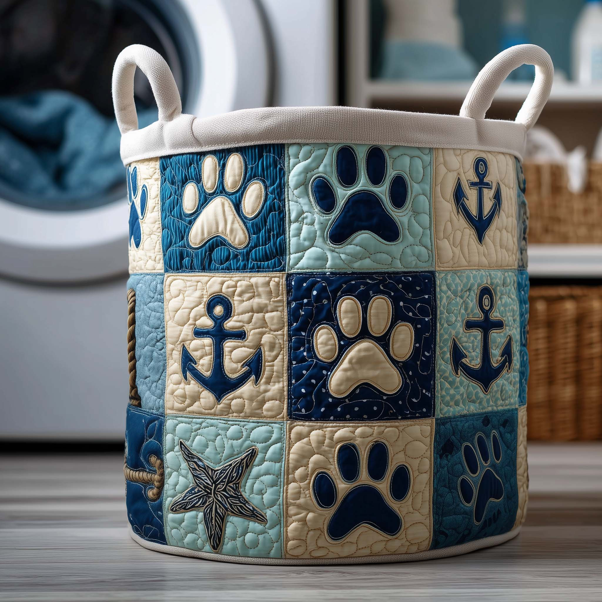 Nautical Paws Quilted Laundry Basket Animal Themed Laundry Room Signs Gift Ideas