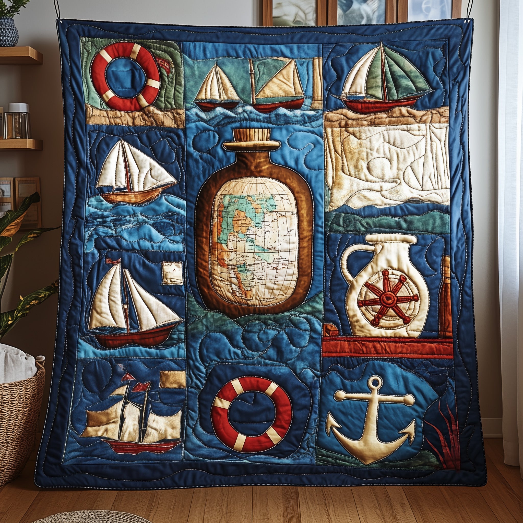 Nautical Quilted Blanket Christmas Quilted Throw Blanket