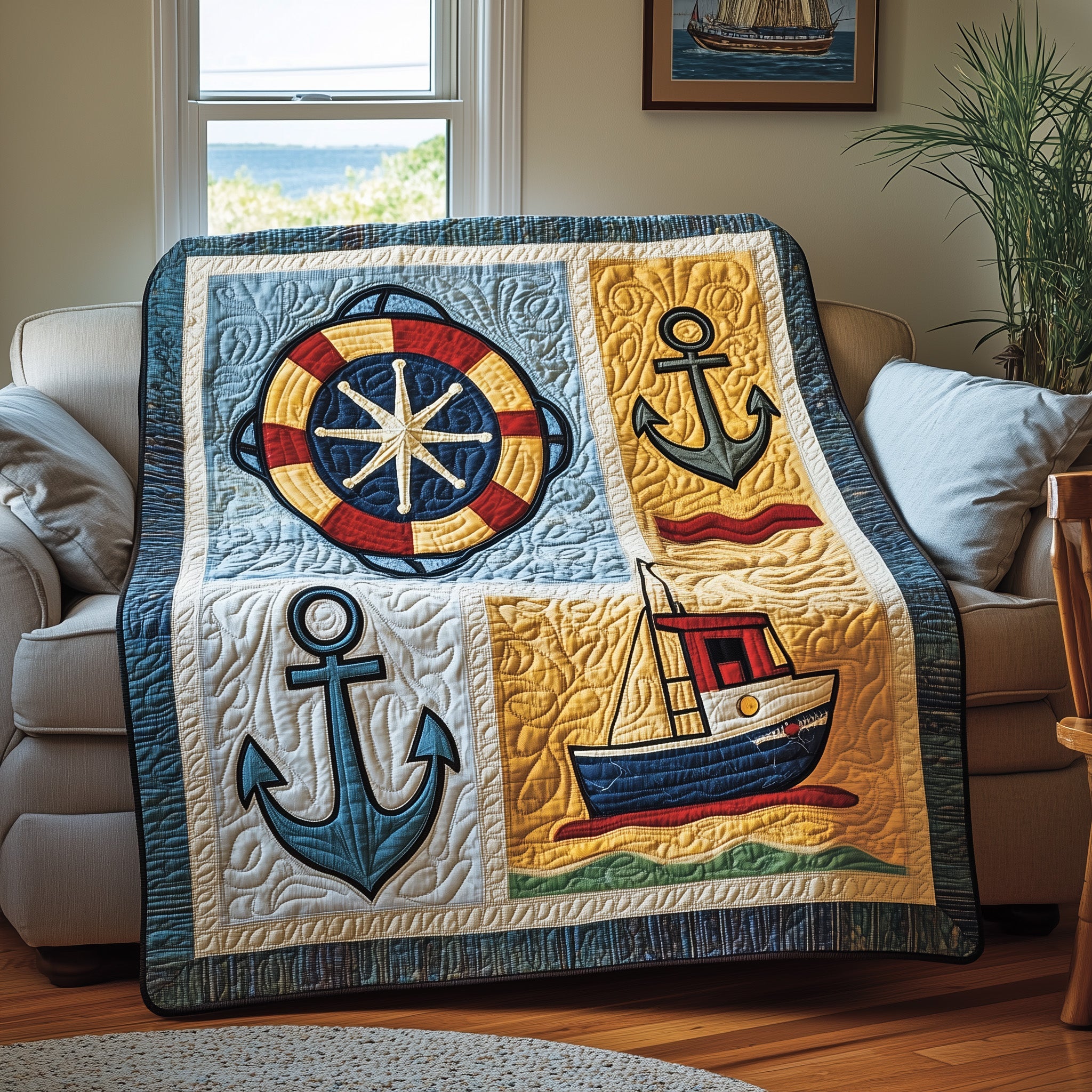 Nautical Quilted Blanket Cozy Christmas Quilted Blanket