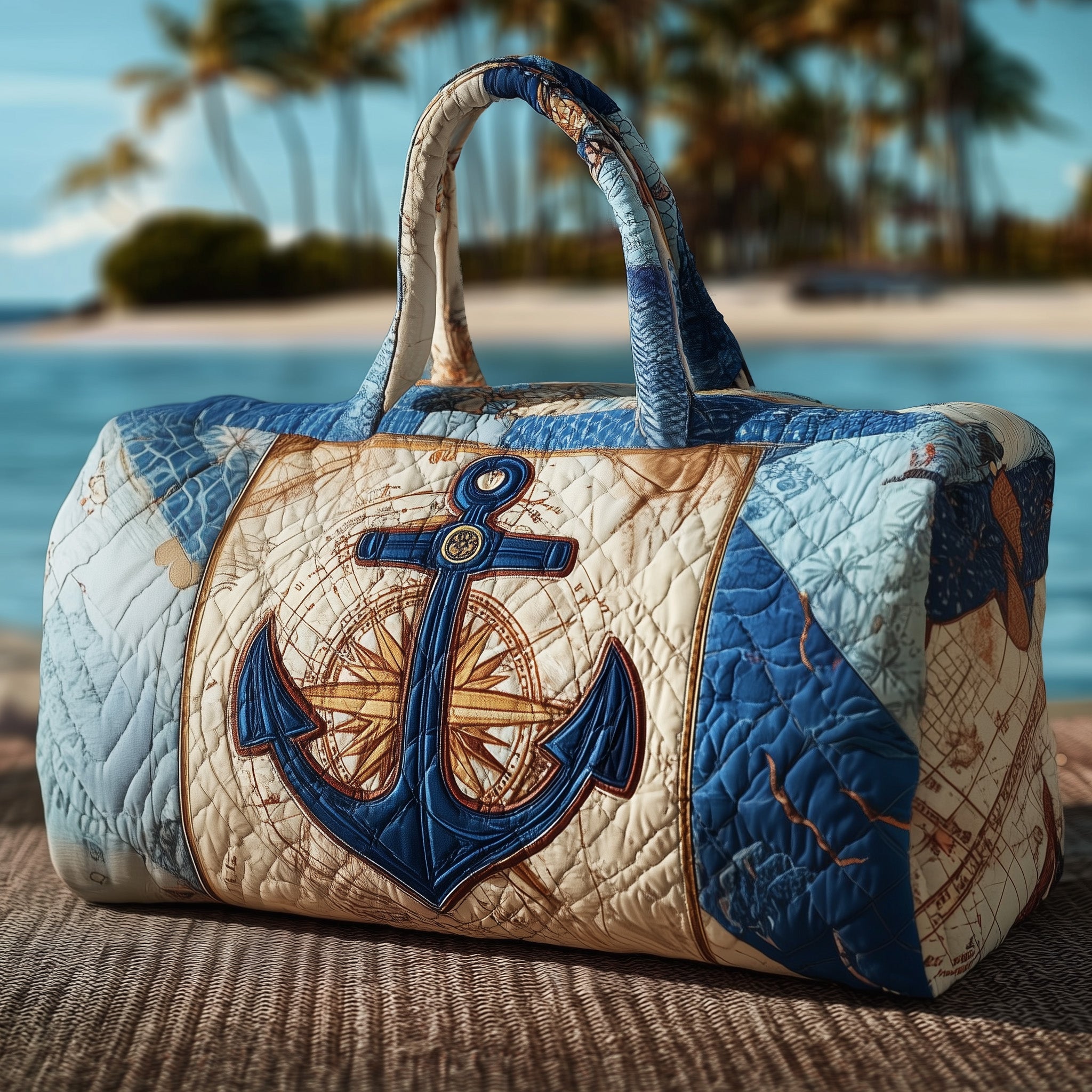 Nautical Quilted Duffle Bag For Office And Campus