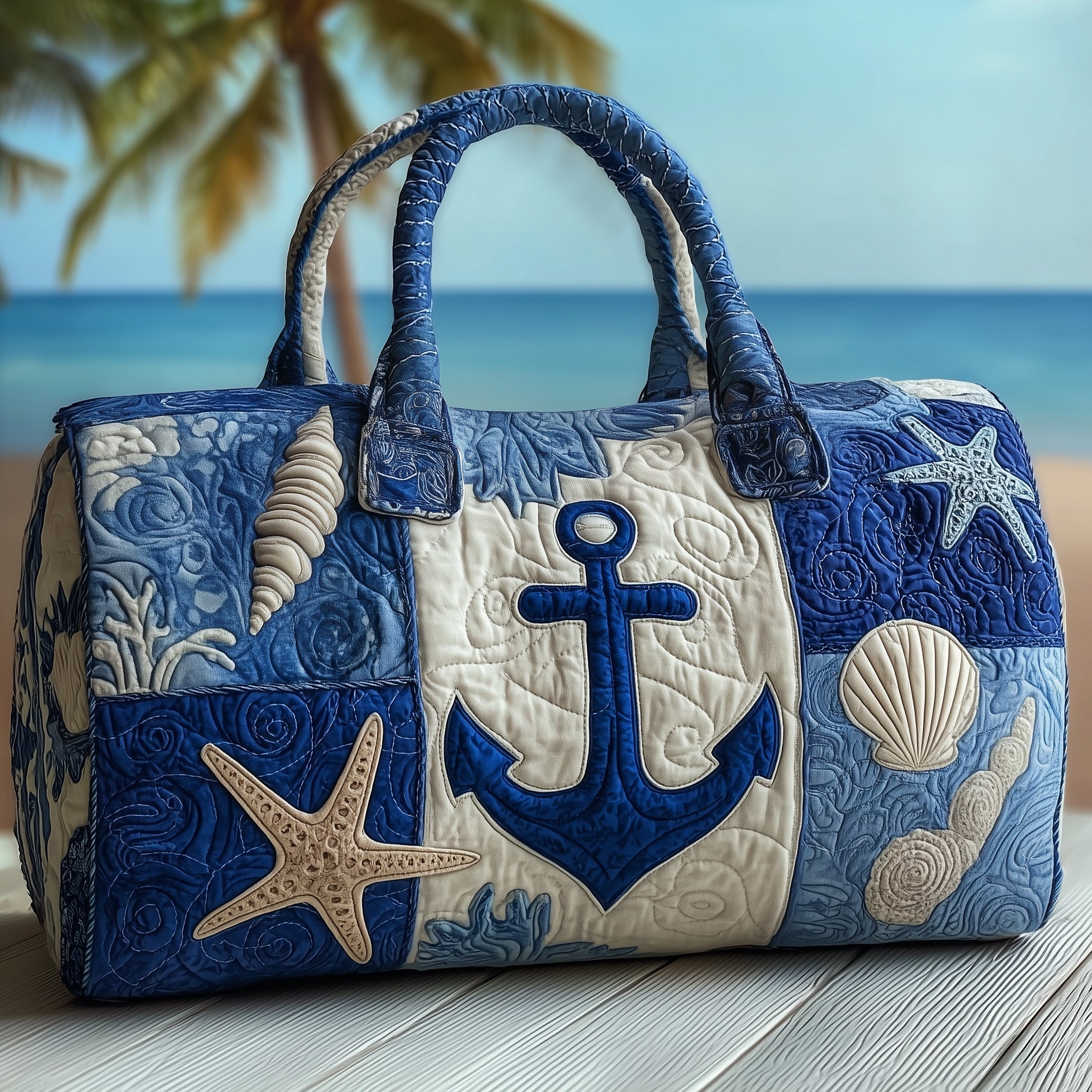Nautical Quilted Duffle Bag For Outdoor Activities