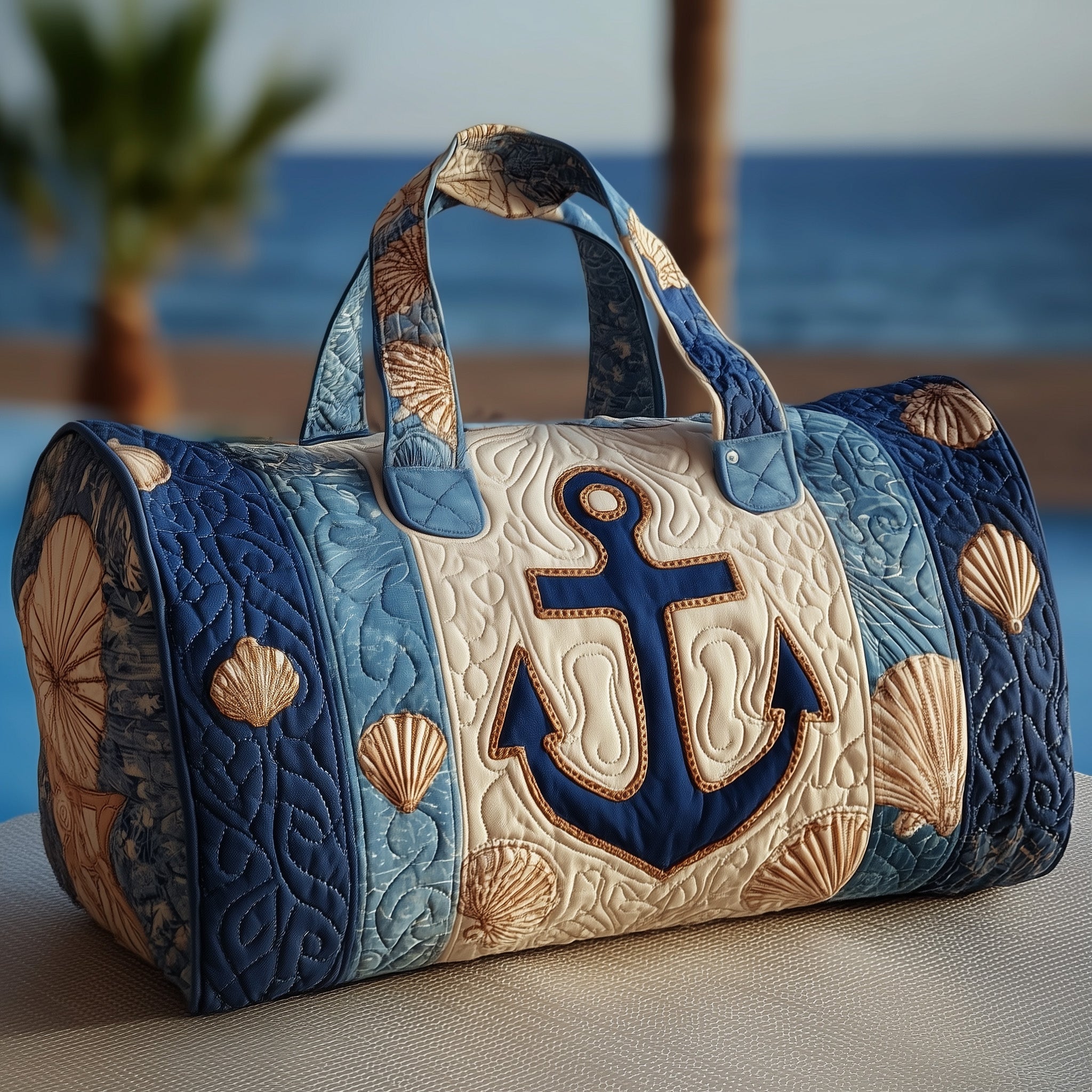 Nautical Quilted Duffle Bag Travel Friendly Design