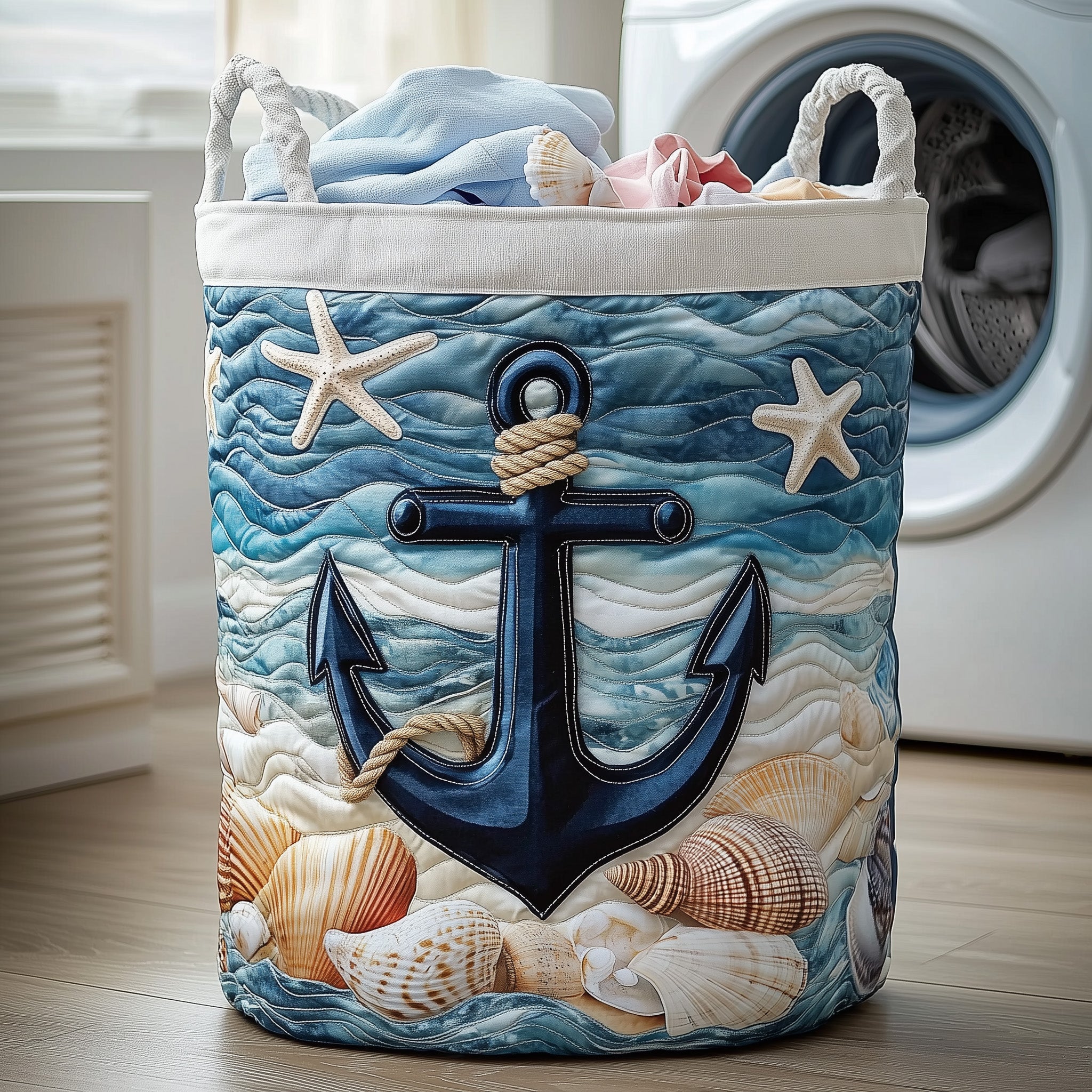 Nautical Quilted Laundry Basket Anchor Gifts For Him