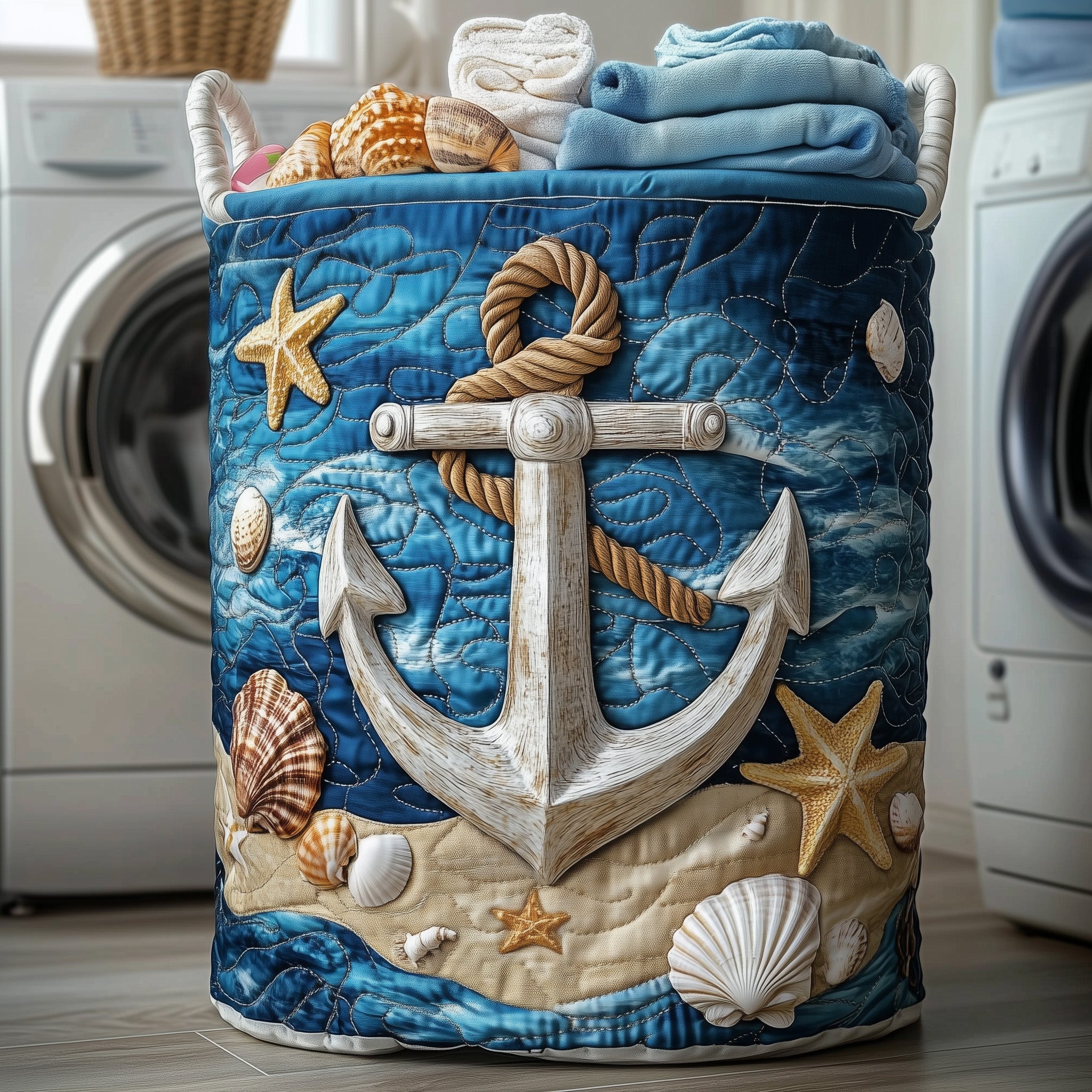 Nautical Quilted Laundry Basket Anchor Gifts For Men