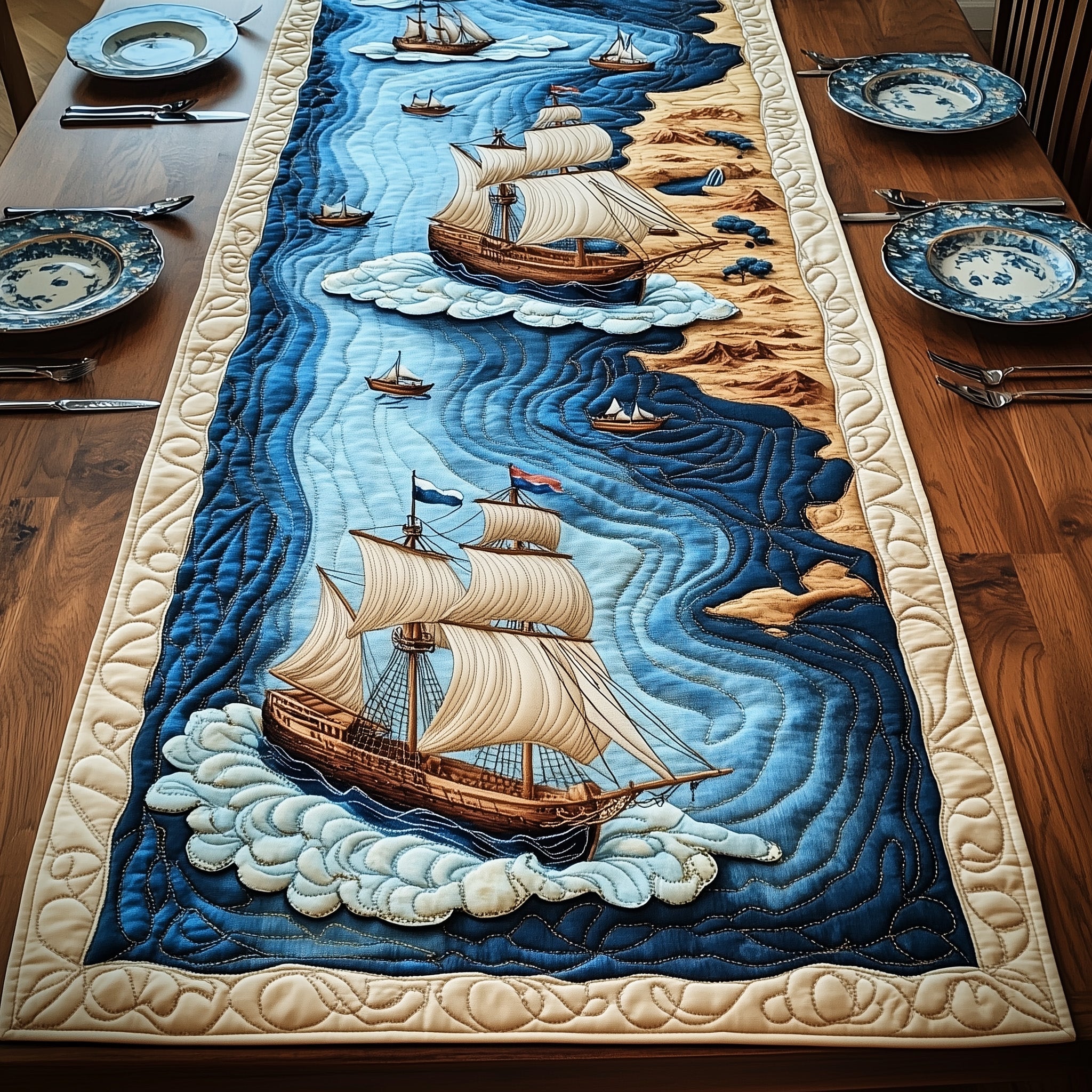 Nautical Quilted Table Runner Christmas Table Runner