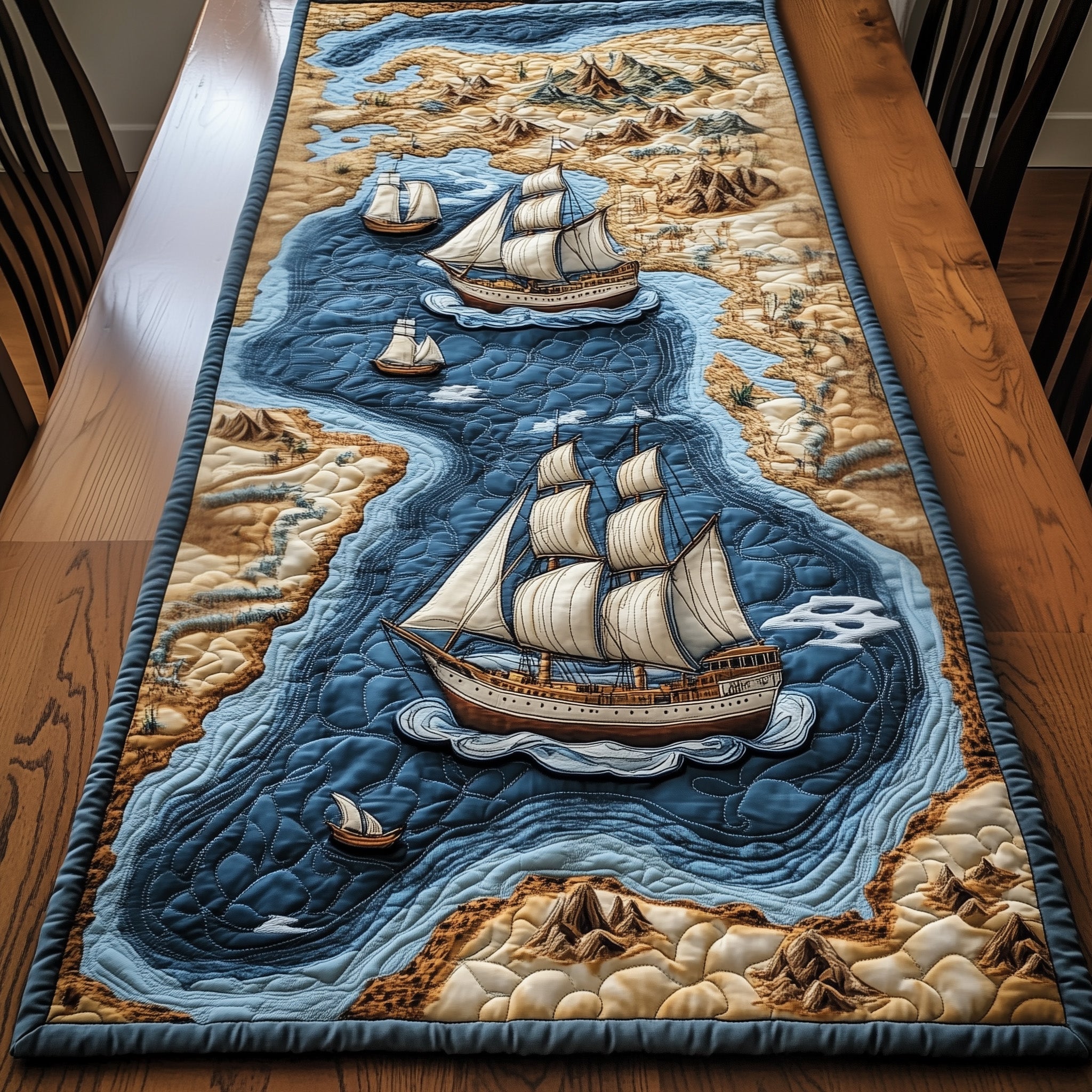 Nautical Quilted Table Runner Christmas Table Runner for Family Meals