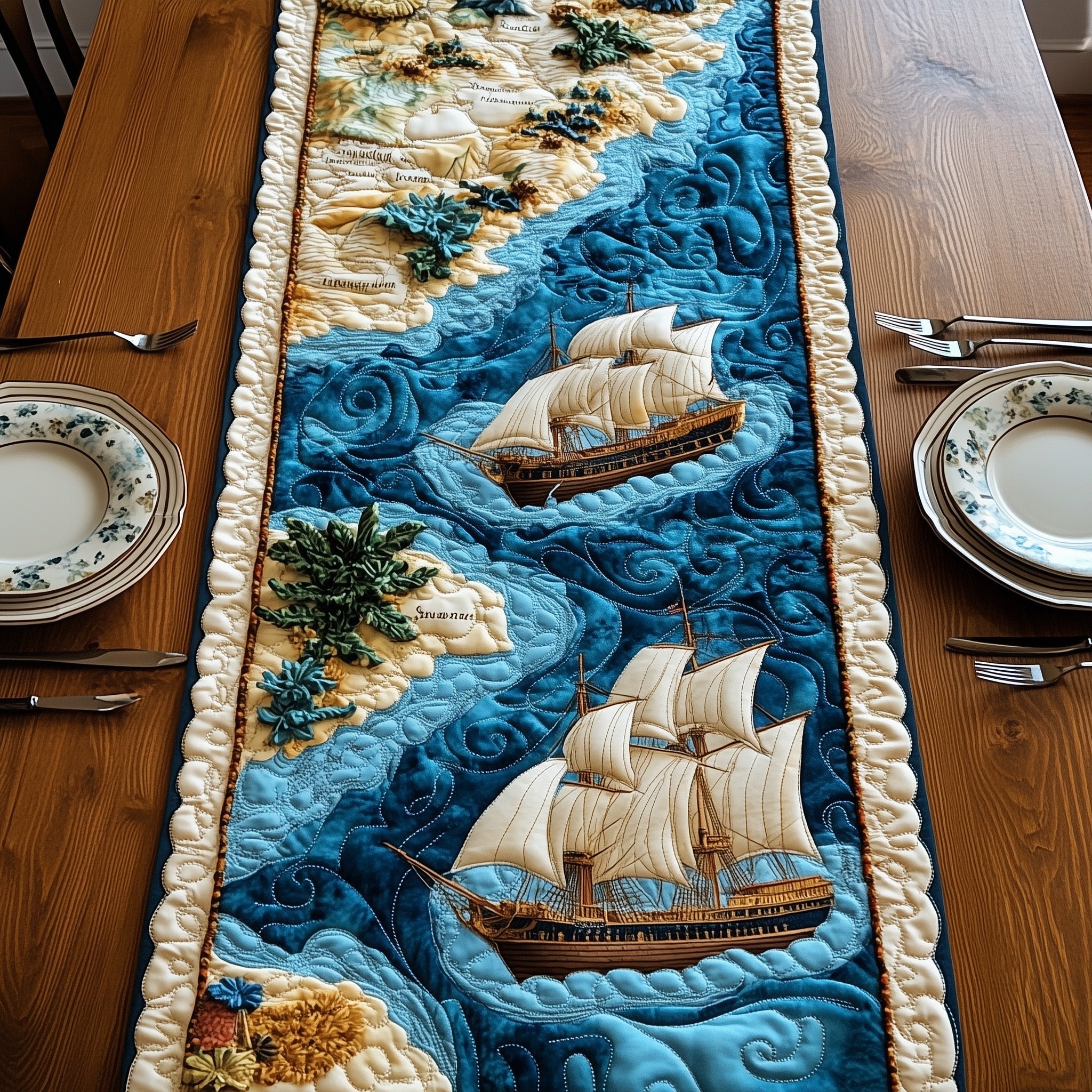 Nautical Quilted Table Runner Table Runner for Holiday Gatherings