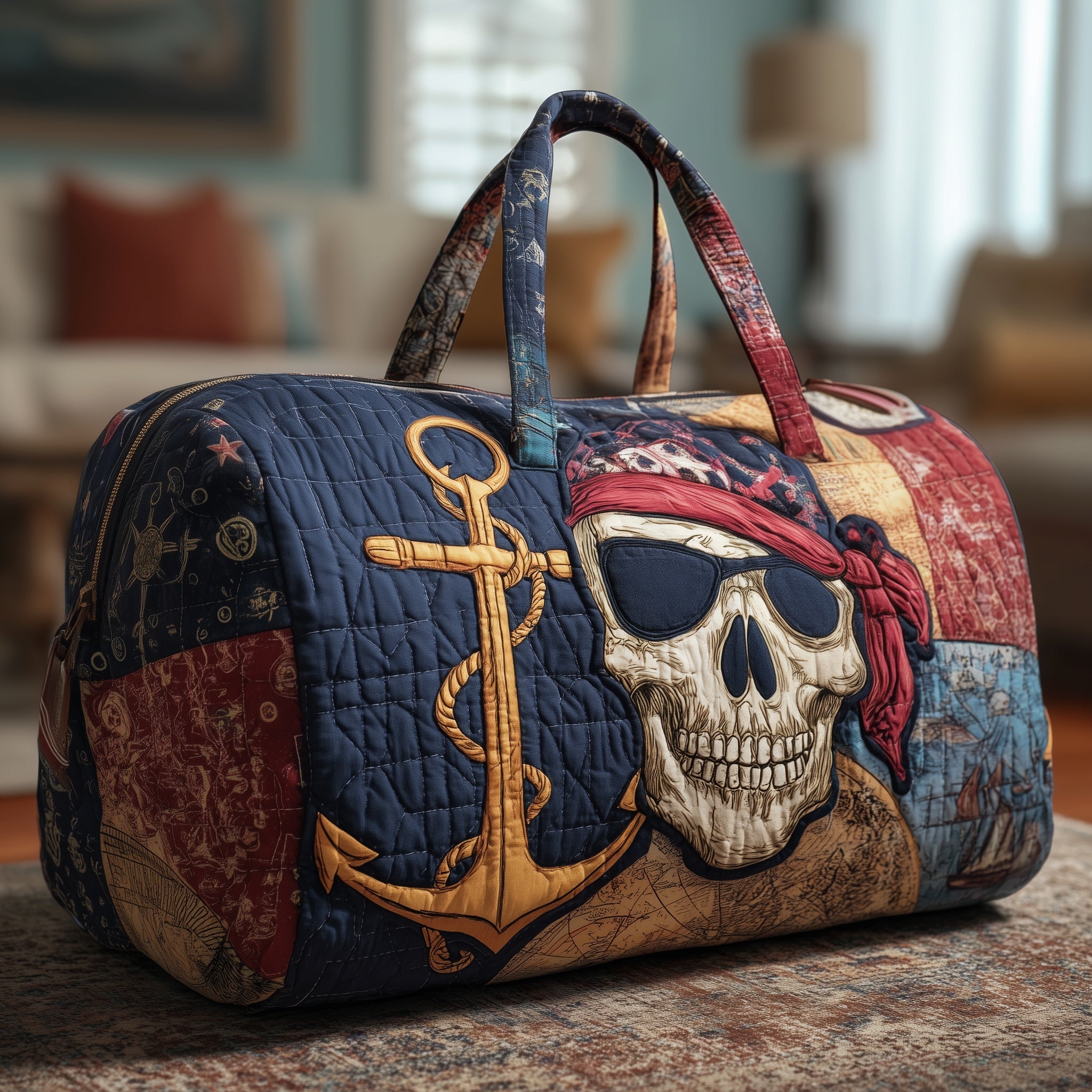 Nautical Skull Quilted Duffle Bag Christmas Gift Idea
