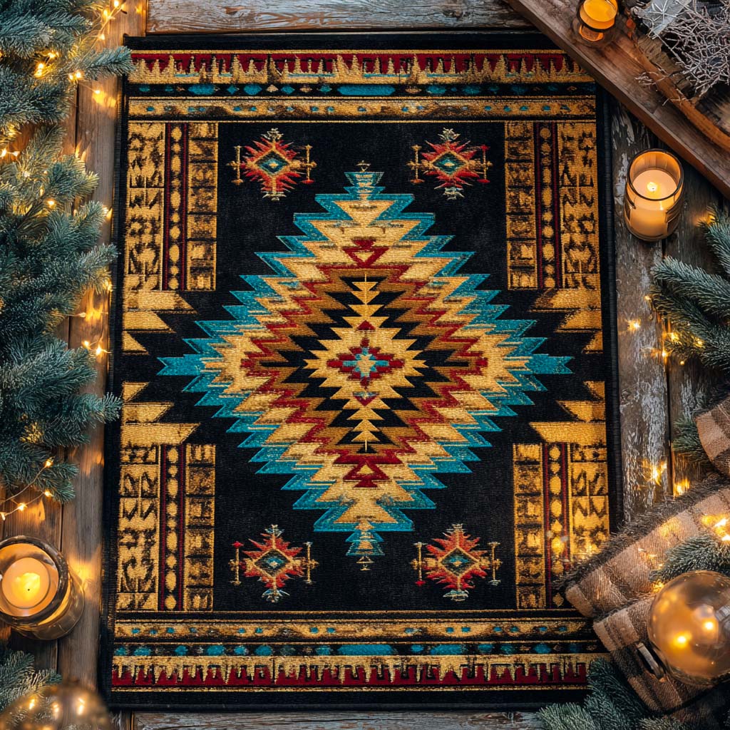 Navajo Night Diamond Area Rug Outdoor Decor Cute Bear Themed Presents