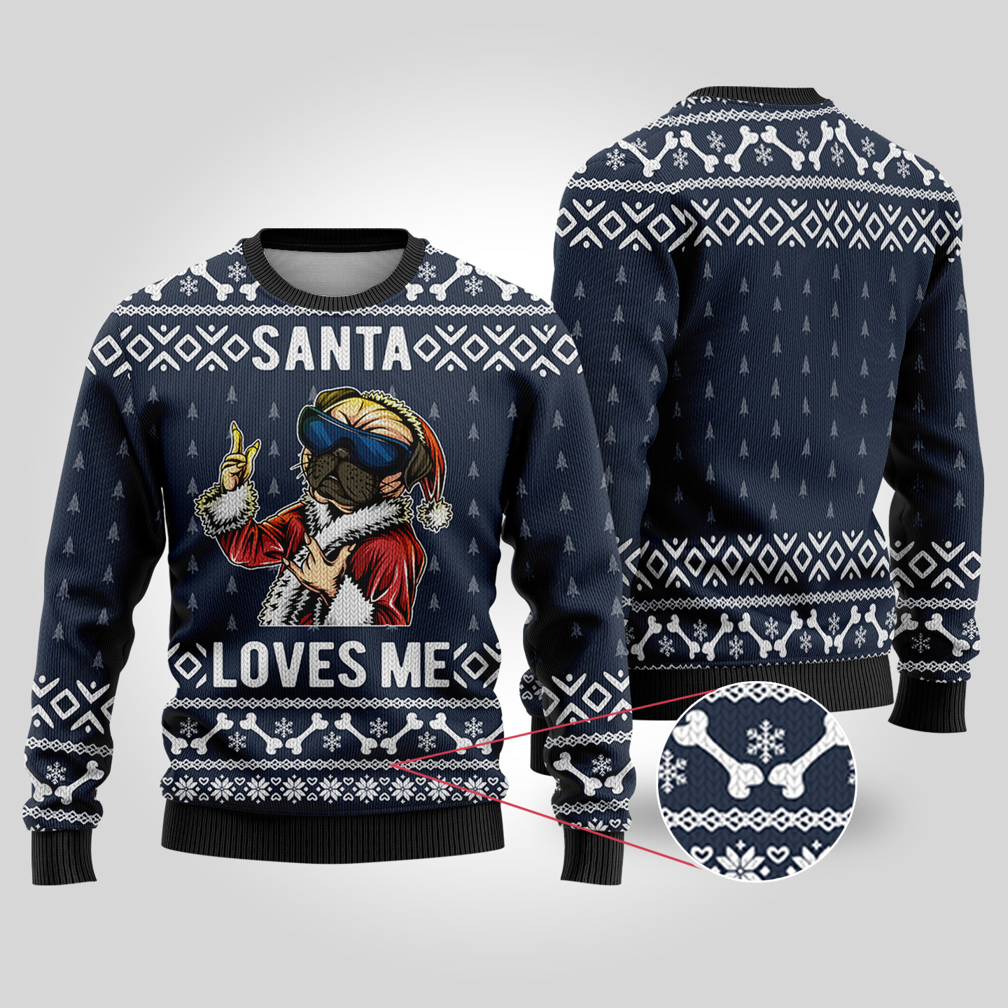 Navy Bulldog Funny Ugly Christmas Sweater Trendy Christmas Sweater for Winter Outfits