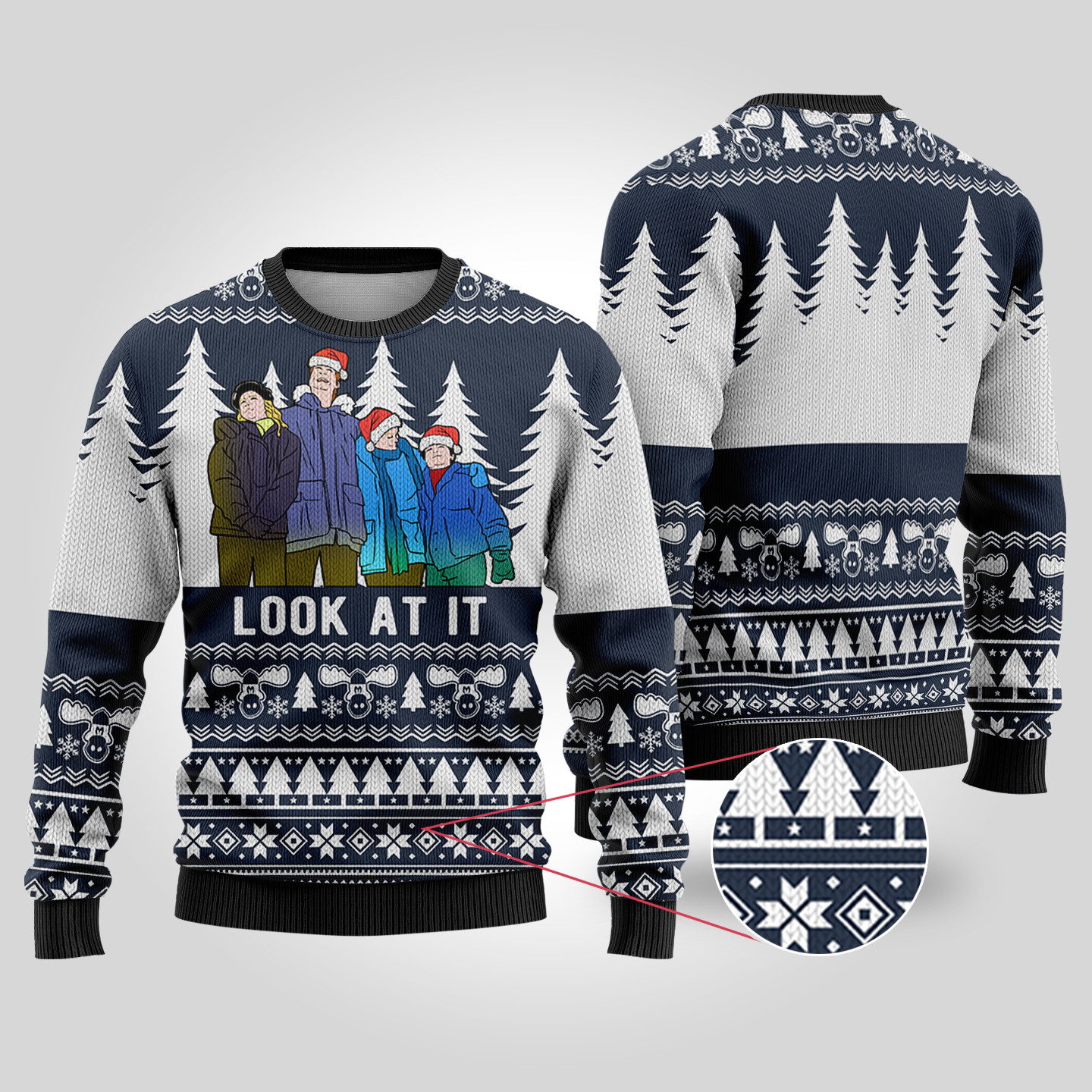 Navy Look At It Clark National Lampoon Christmas Sweater Custom Holiday Sweater Merch That Warms the Heart