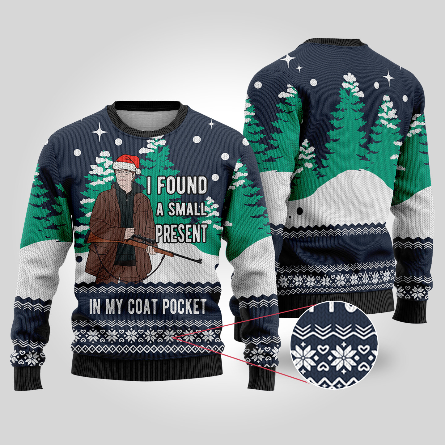 Navy Lucas The Hunt Funny Ugly Christmas Sweater Funny Xmas Sweater for Ugly Sweater Parties