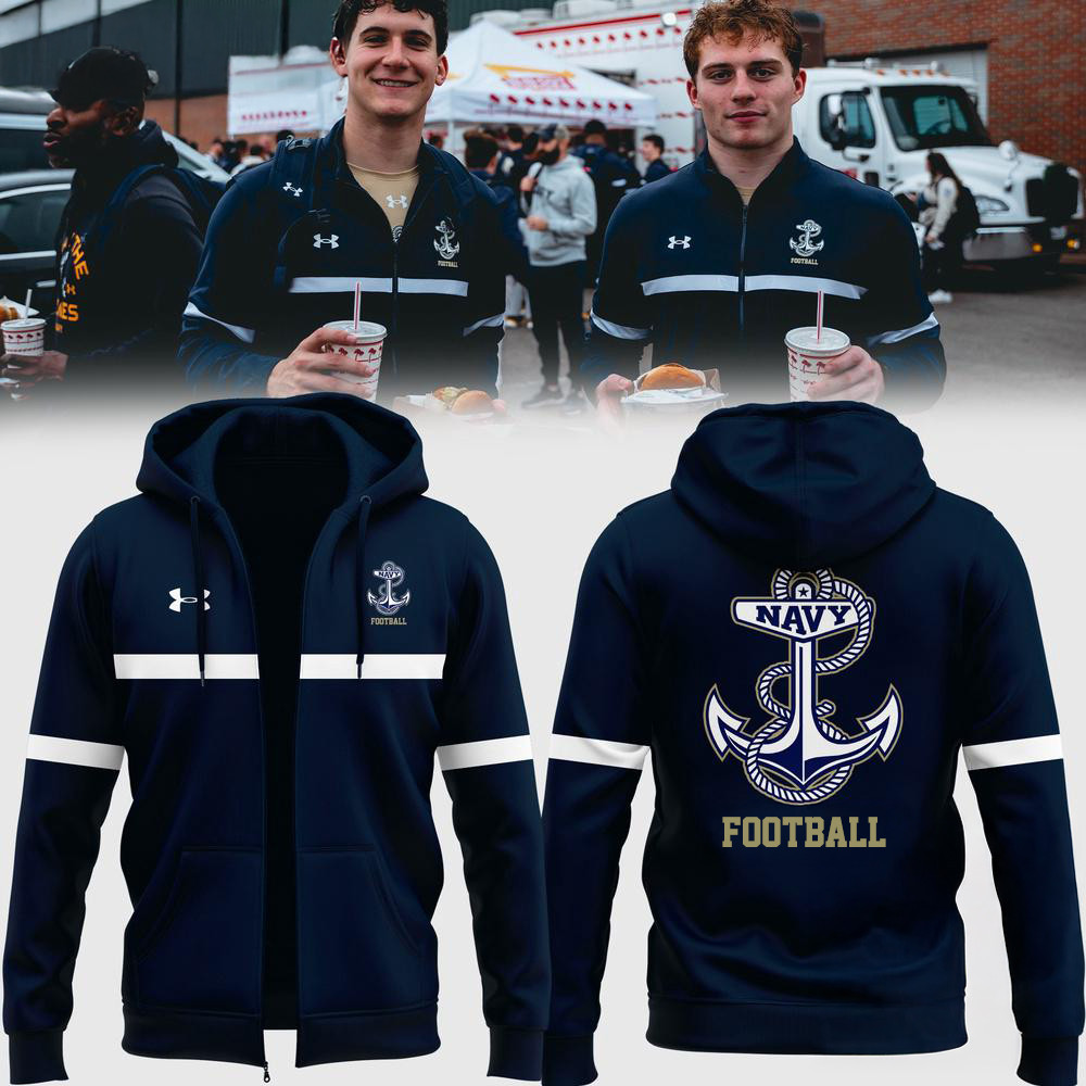 Navy Midshipmen 2025 New Design Zip Hoodie Unique Gifts For Football Fans