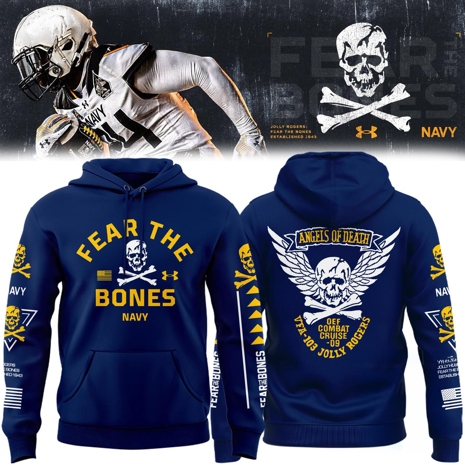 Navy Midshipmen Angel Of Death Jolly Rogers Hoodie Presents For Football Lovers