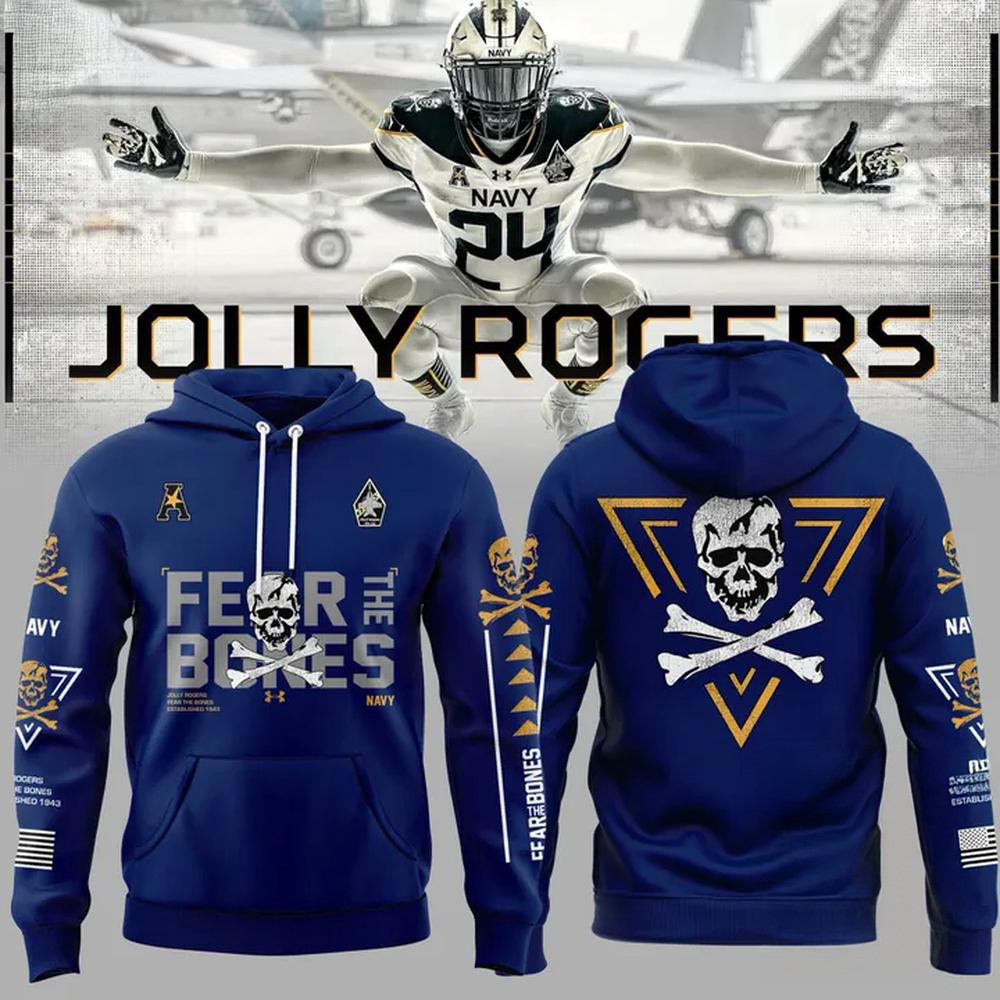 Navy Midshipmen Fear The Bones Football 2025 Hoodie Presents For Football Lovers