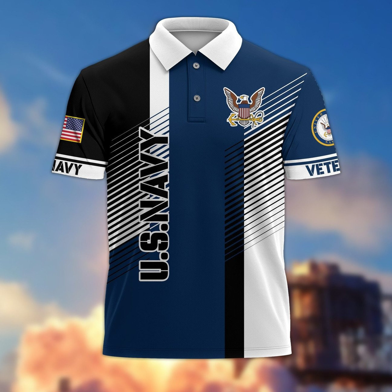 Navy US Veterans Polo Shirt Great Gift on Veteran Day for Father and Husband and Friends