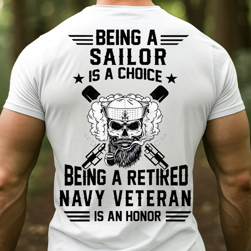 Navy Veteran is an Honor T-Shirt Skull and Gun Design Gift for Veterans Day