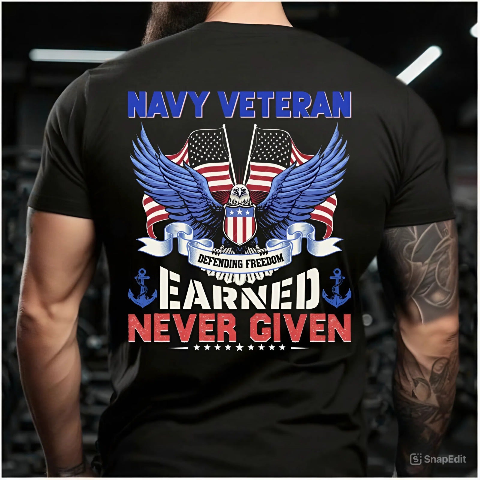 Navy Veteran T-Shirt Never Given Patriotic Eagle Tee Proud Navy Military Gift for Veterans Day