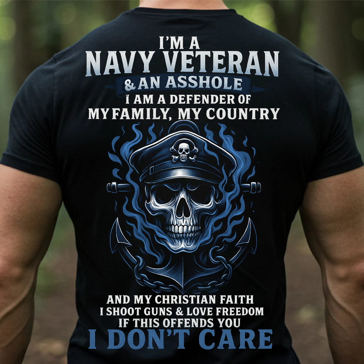 Navy Veteran T-Shirt Patriotic Military Skull Shirt for Veterans Freedom & Faith Tee Gift for Veterans